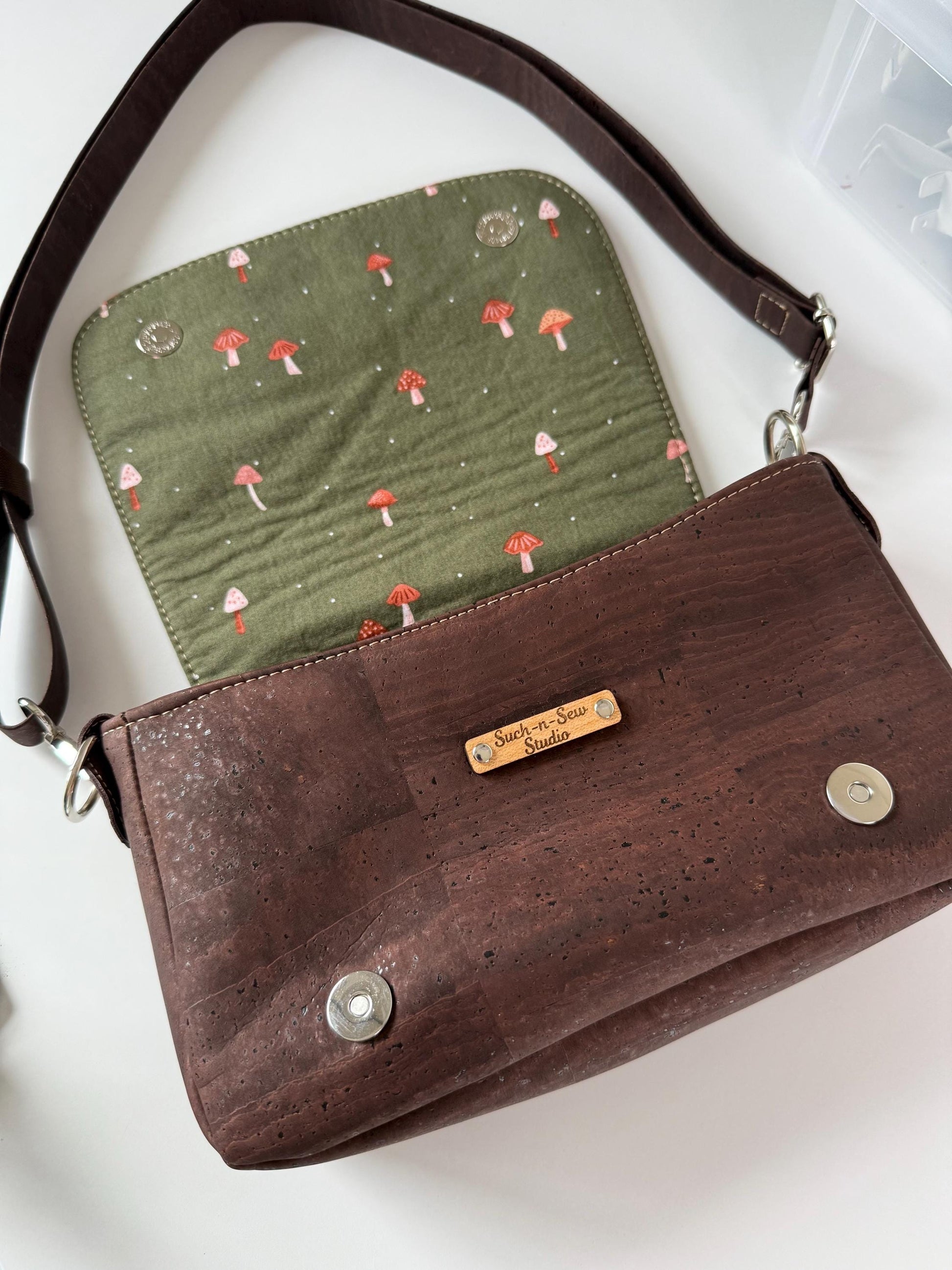 Mushroom and Cork Saddlebag Crossbody Bag