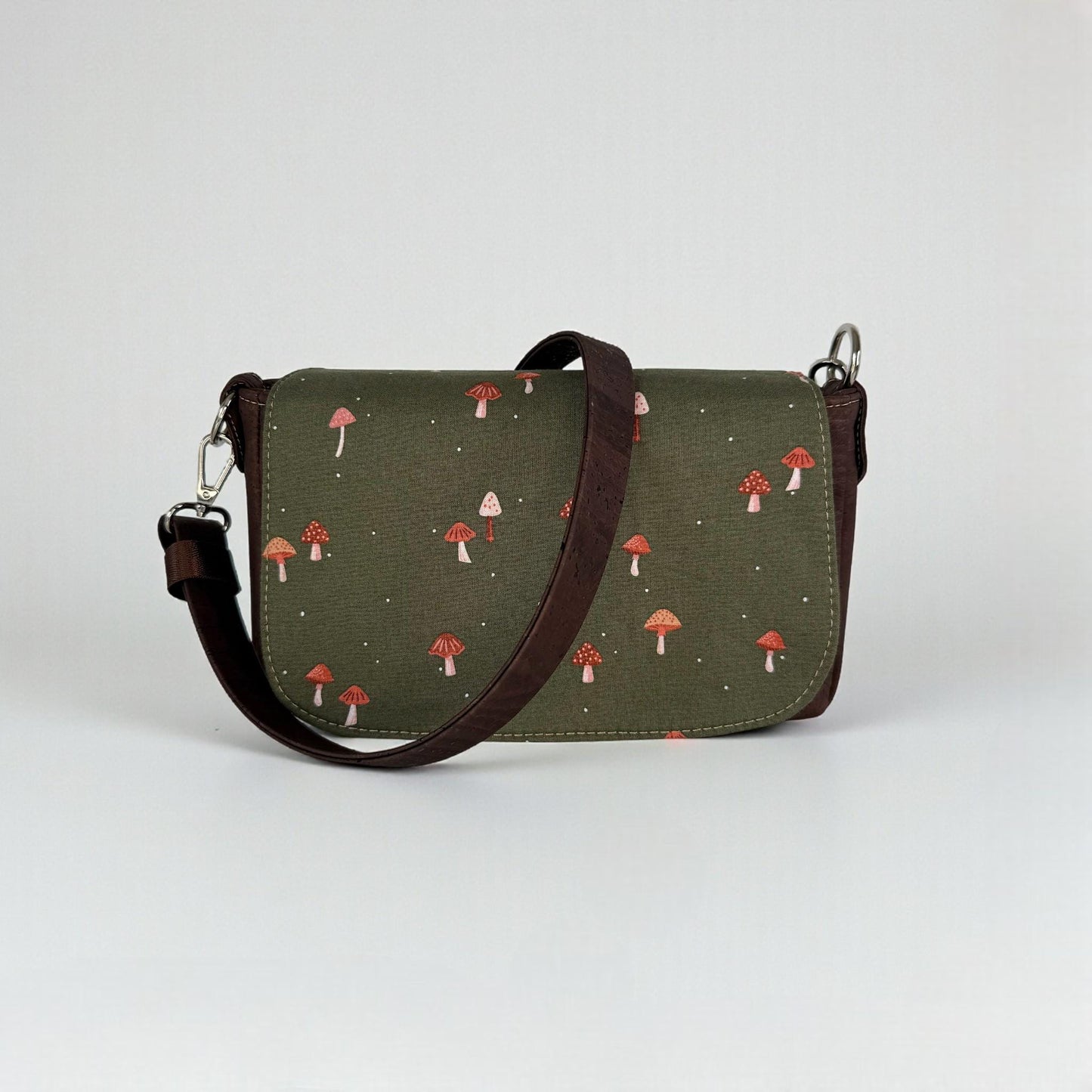 Mushroom and Cork Saddlebag Crossbody Bag