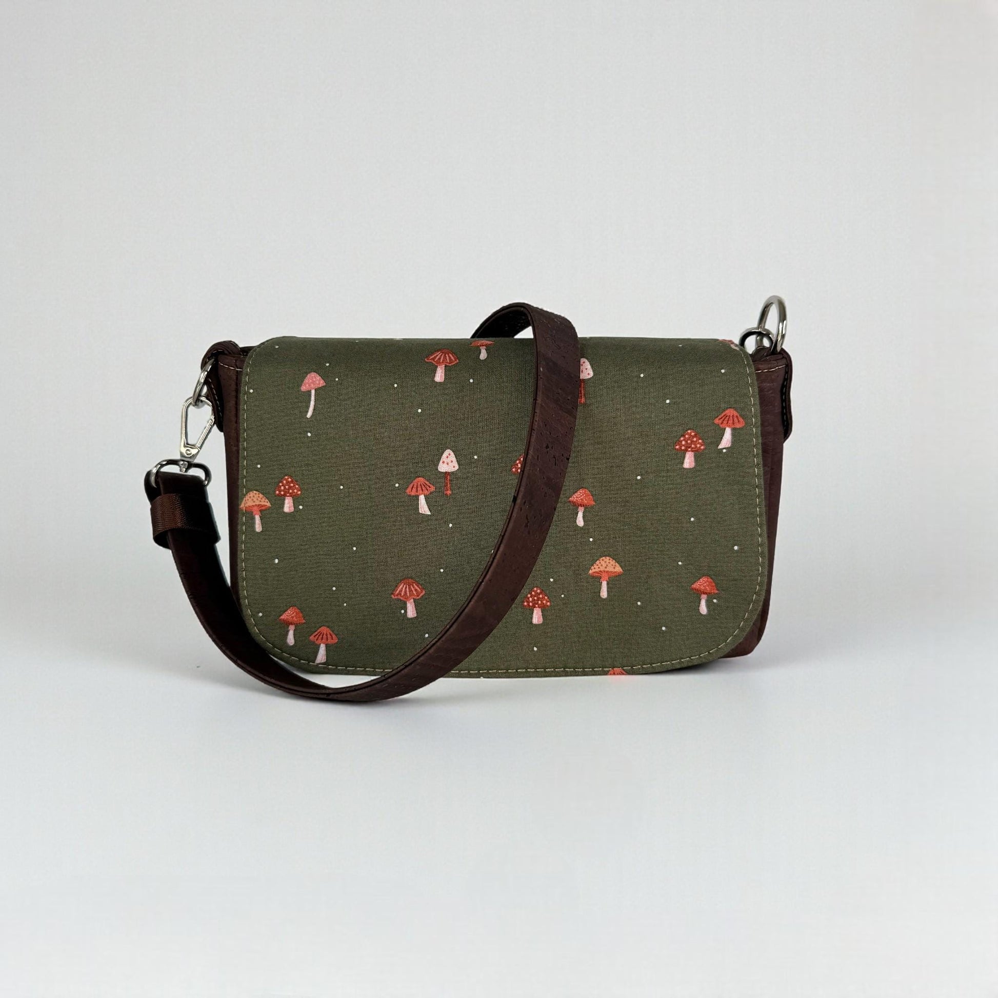 Mushroom and Cork Saddlebag Crossbody Bag