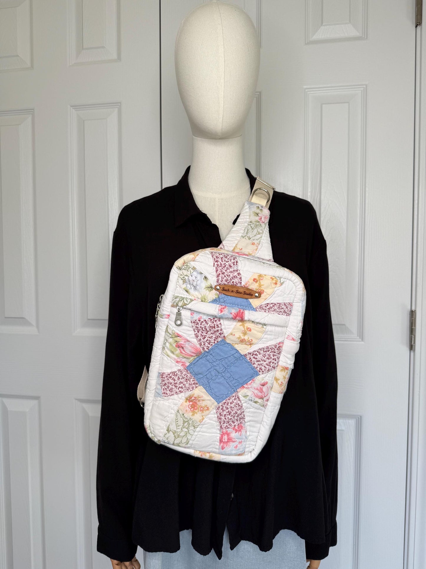 Upcycled Wedding Quilt Sling Bag