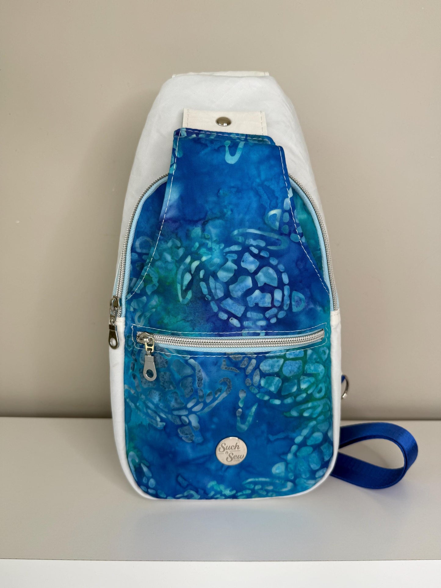 Upcycled Sailcloth and Batik Turtle Sling Bag