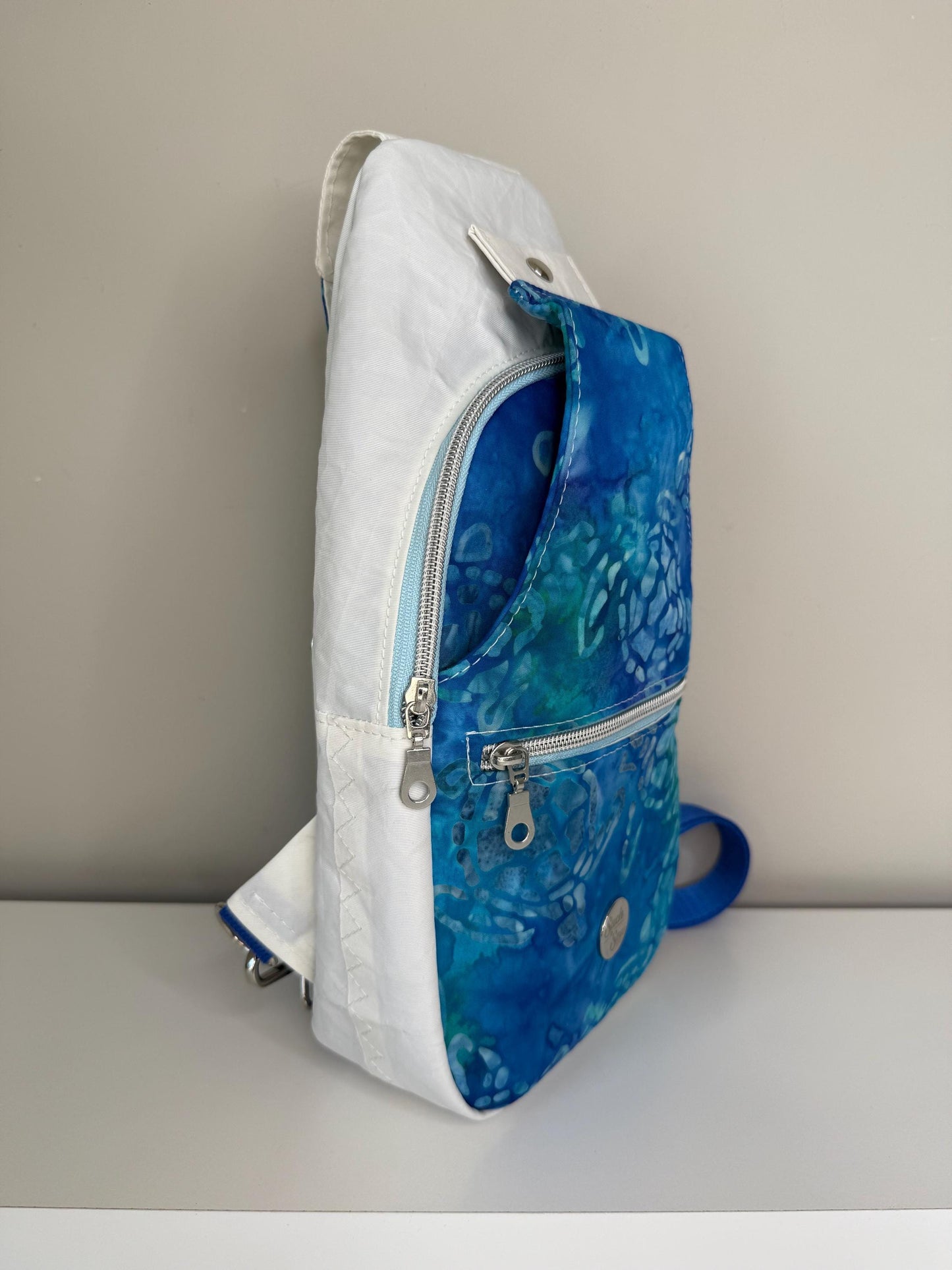 Upcycled Sailcloth and Batik Turtle Sling Bag