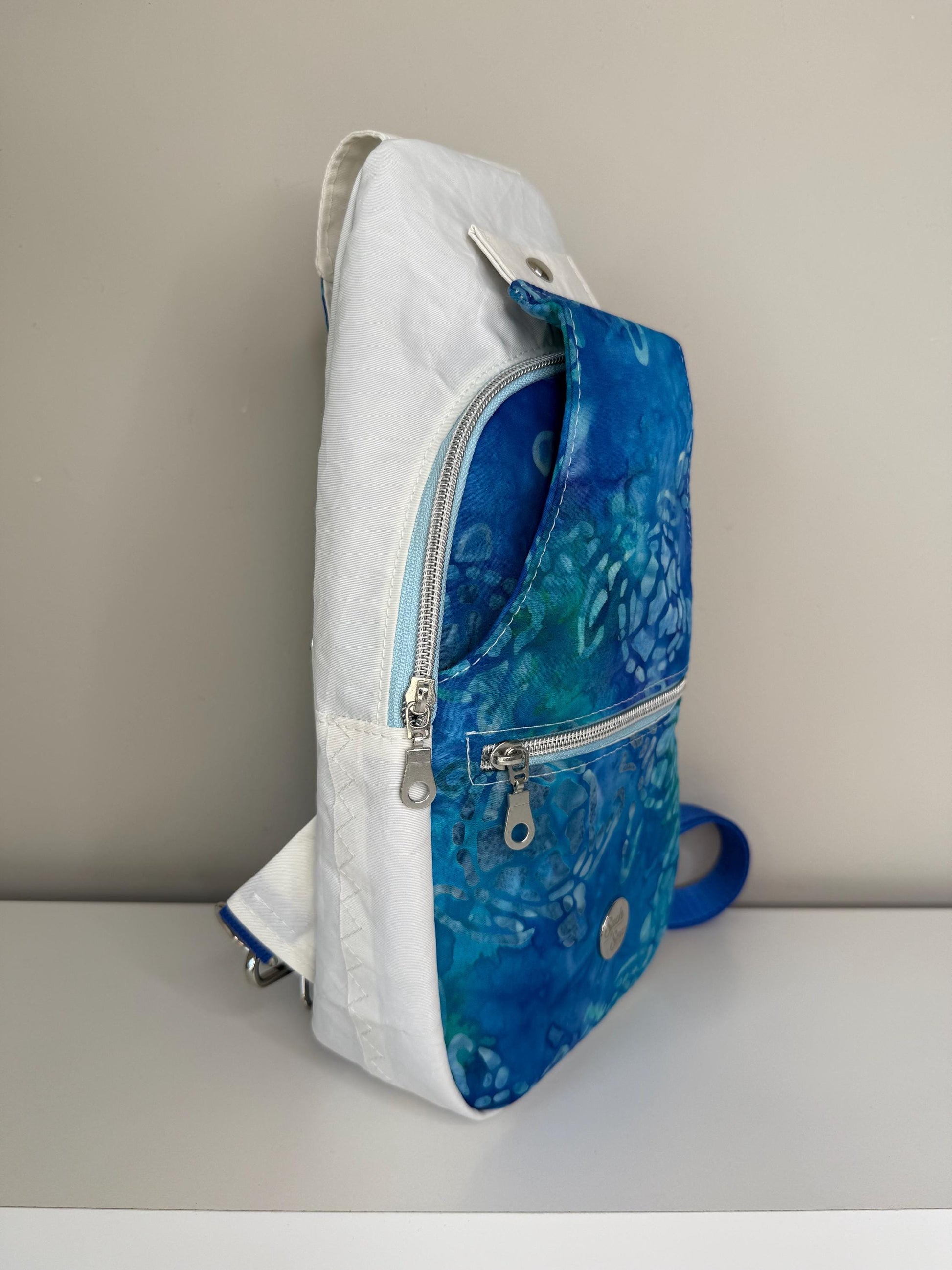 Upcycled Sailcloth and Batik Turtle Sling Bag