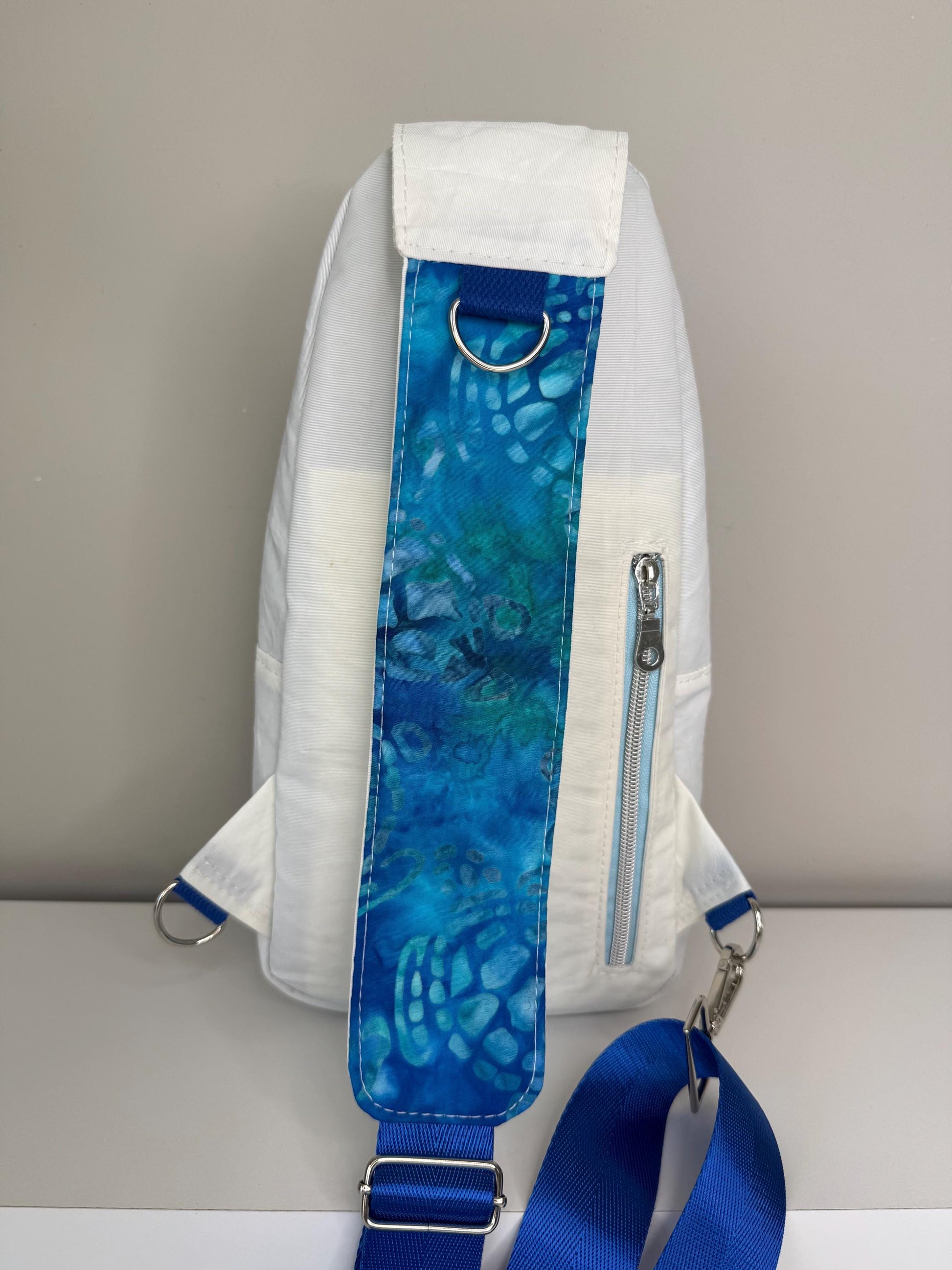 Upcycled Sailcloth and Batik Turtle Sling Bag