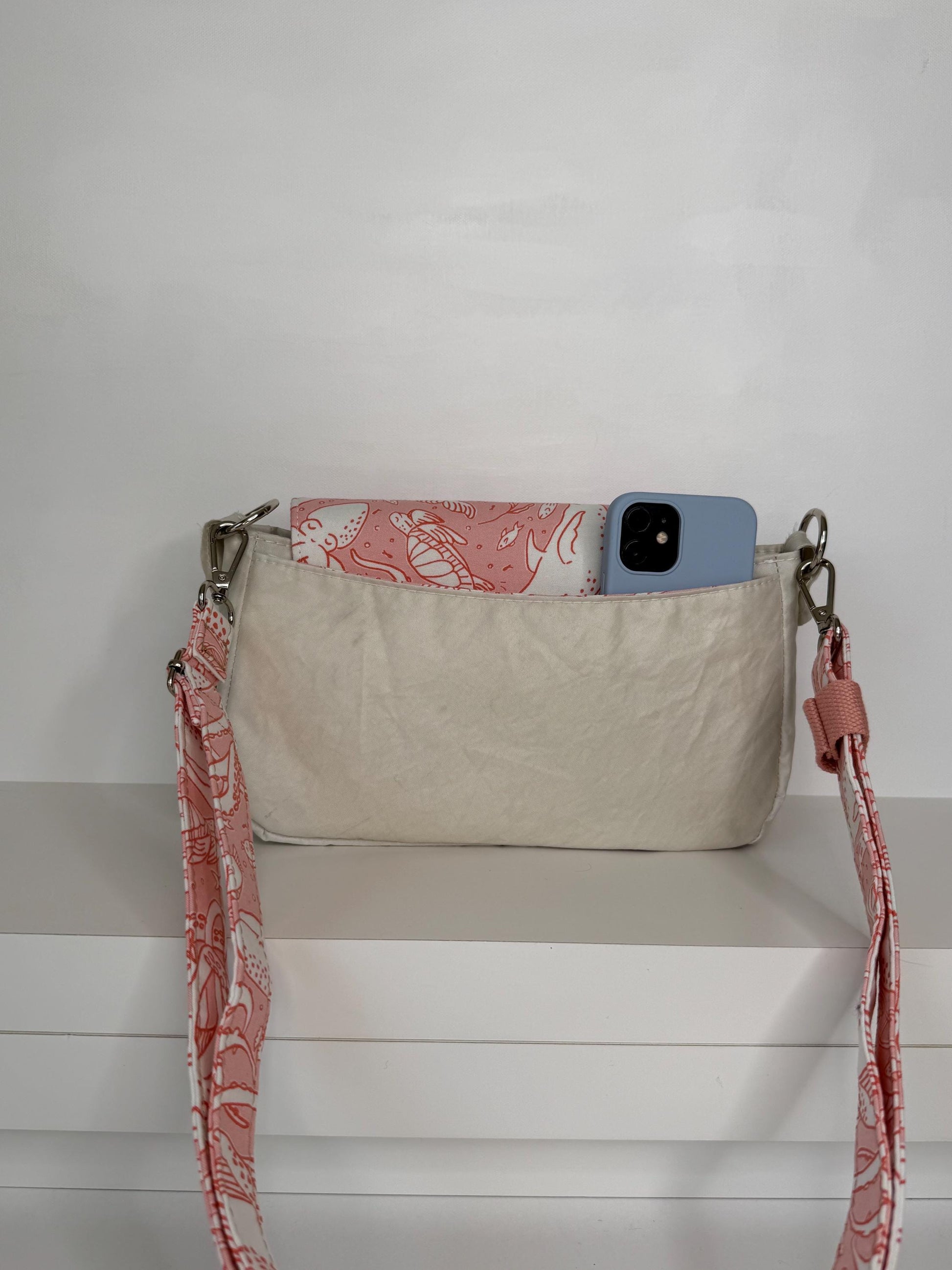 Upcycled Sailcloth Sea Creature Saddlebag Crossbody (CAP1)