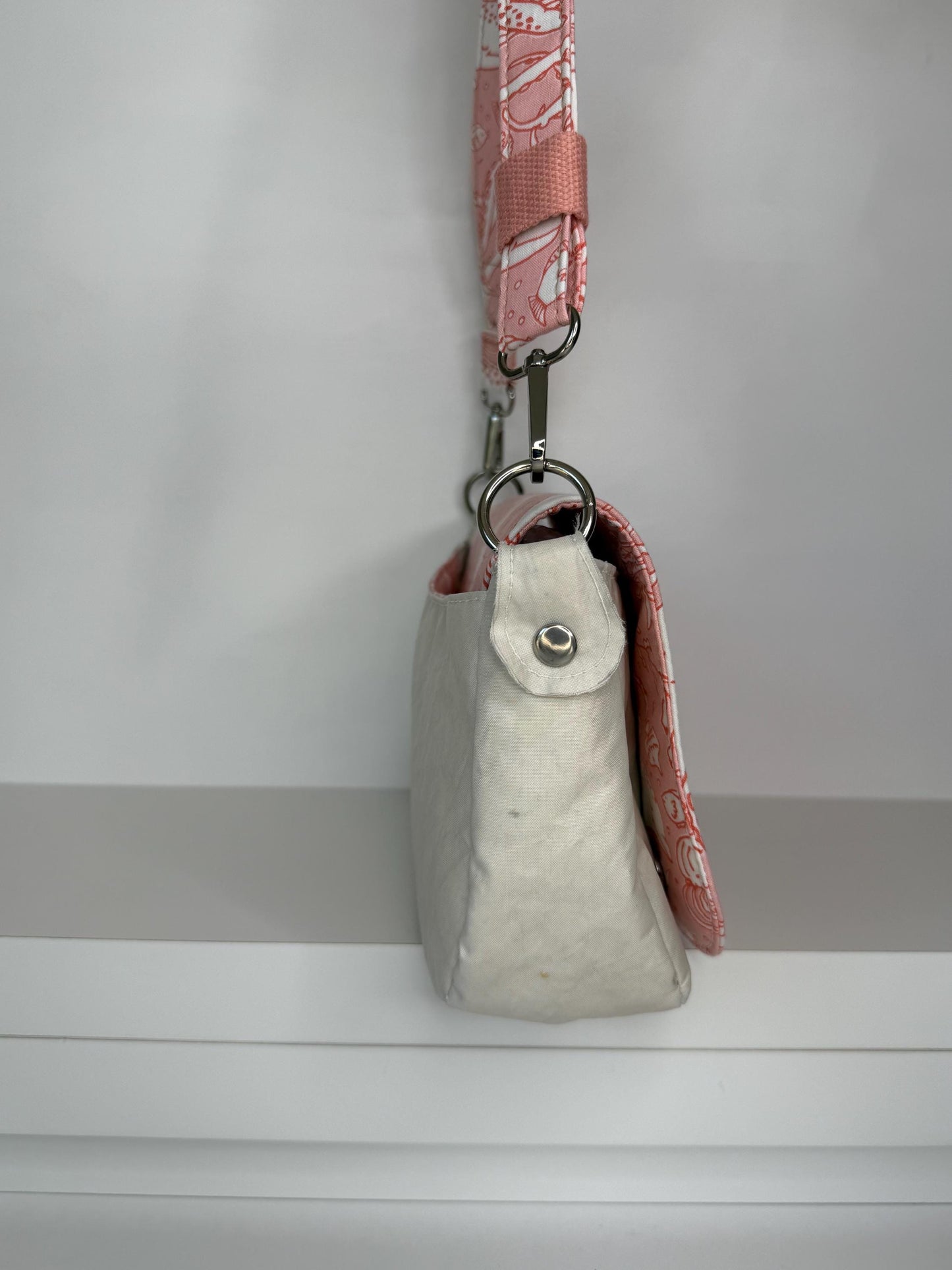 Upcycled Sailcloth Sea Creature Saddlebag Crossbody (CAP1)