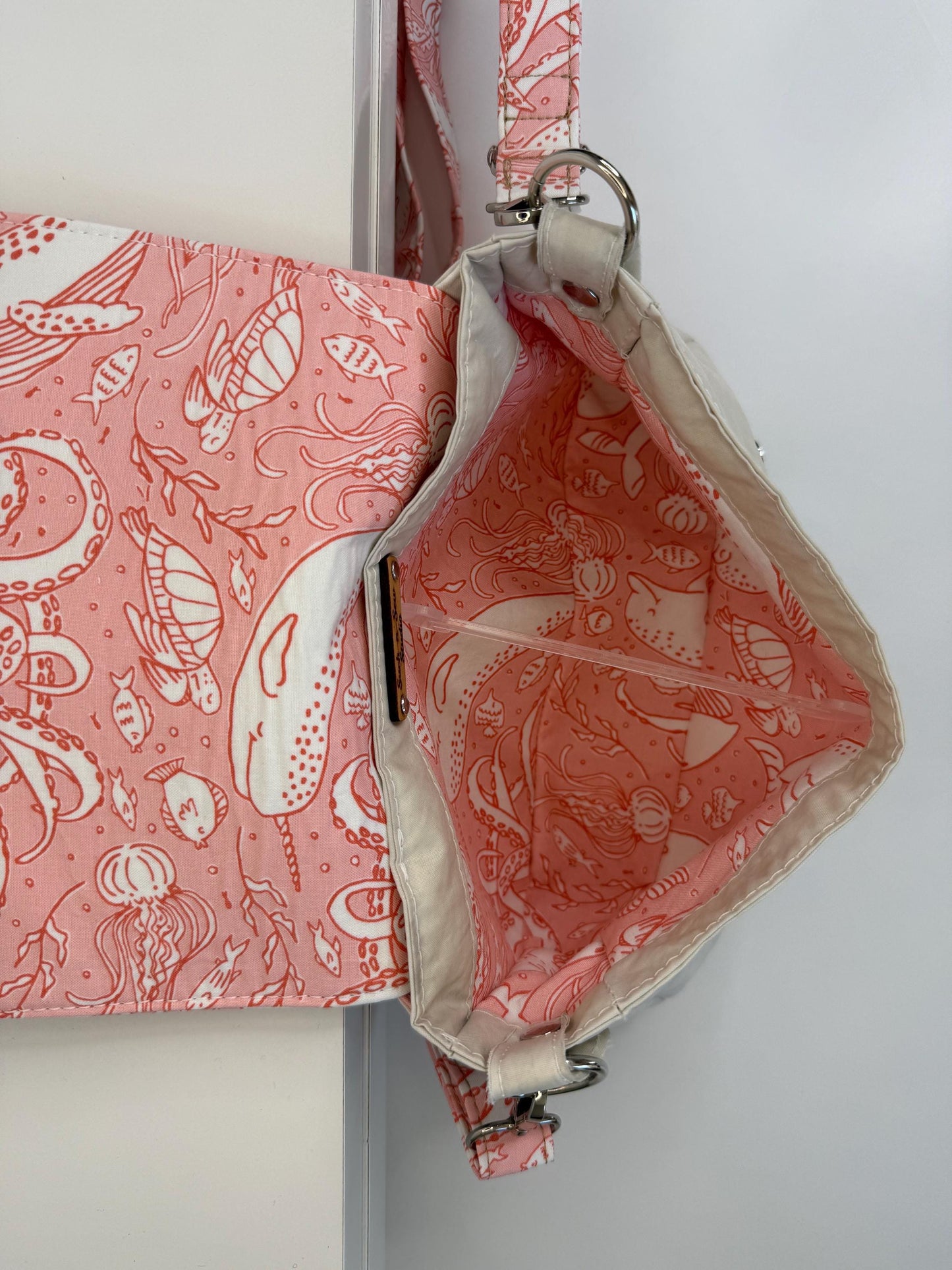 Upcycled Sailcloth Sea Creature Saddlebag Crossbody (CAP1)
