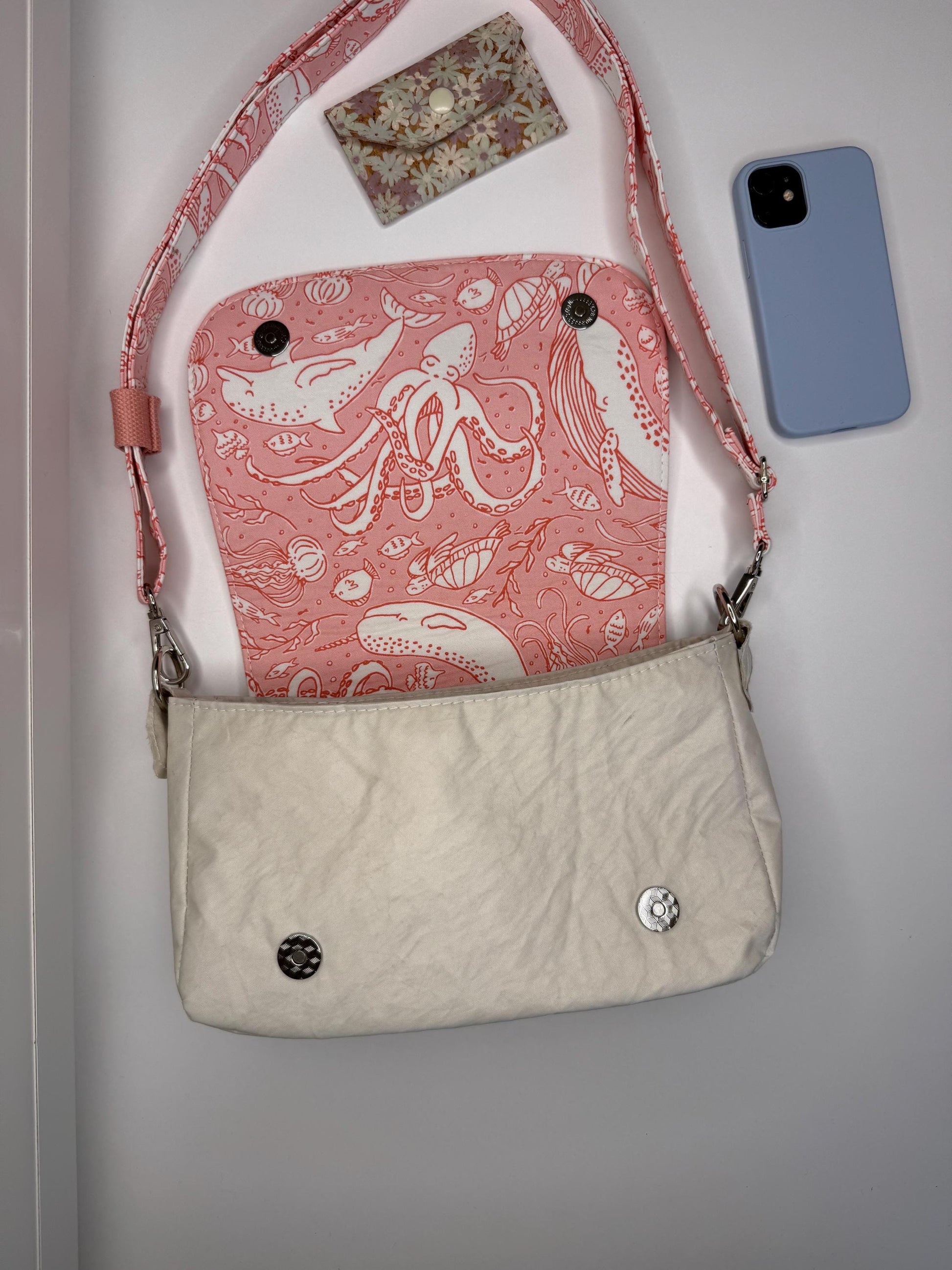 Upcycled Sailcloth Sea Creature Saddlebag Crossbody (CAP1)