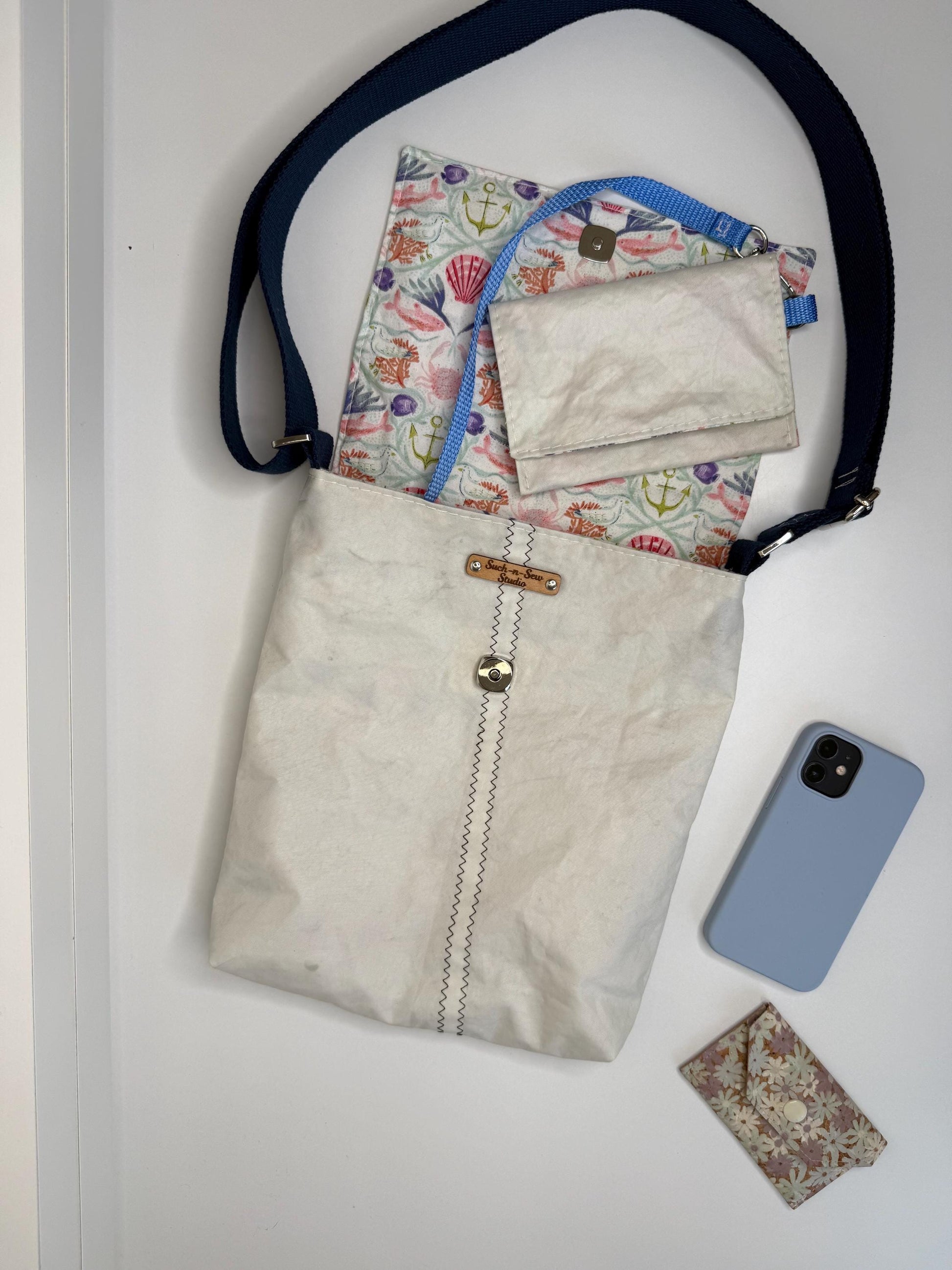Upcycled Sail Messenger Bag With Anti-Theft Wallet (E1)