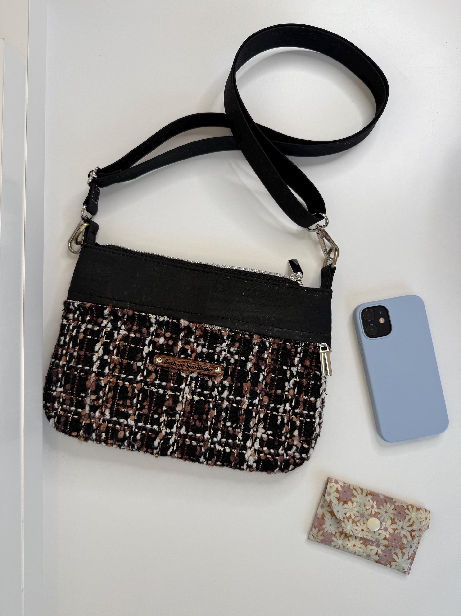 Cork and Upcycled Skirt Starburn Crossbody