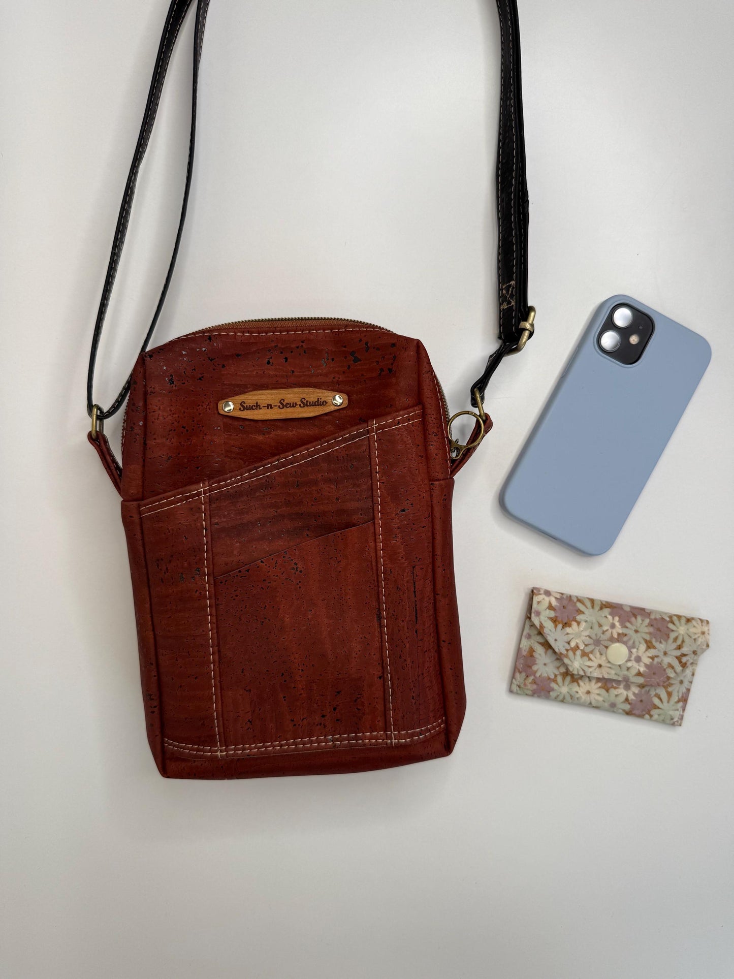 Cork Crossbody Bag Pixie Style with Multiple Compartments (PB6)