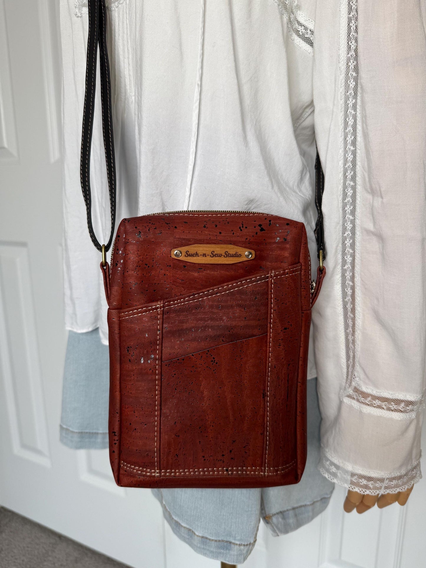 Cork Crossbody Bag Pixie Style with Multiple Compartments (PB6)