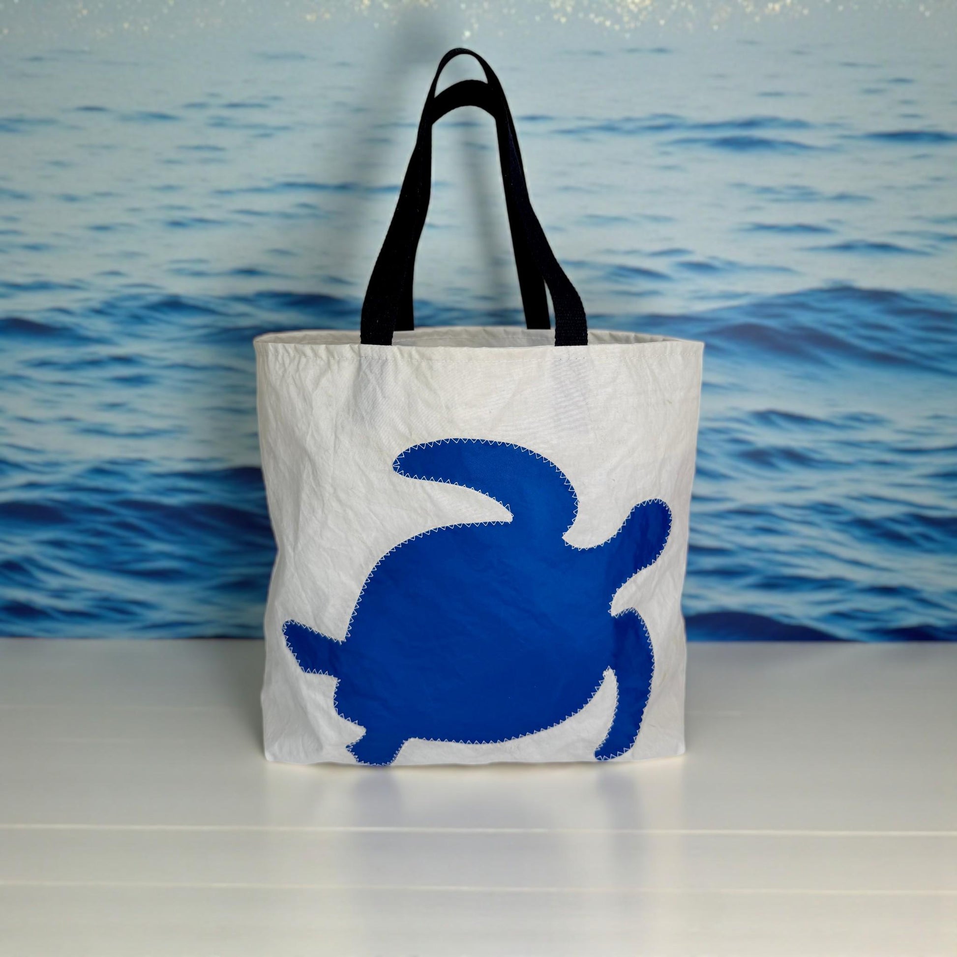 Upcycled Sail Tote with Sea Turtle (FS1)
