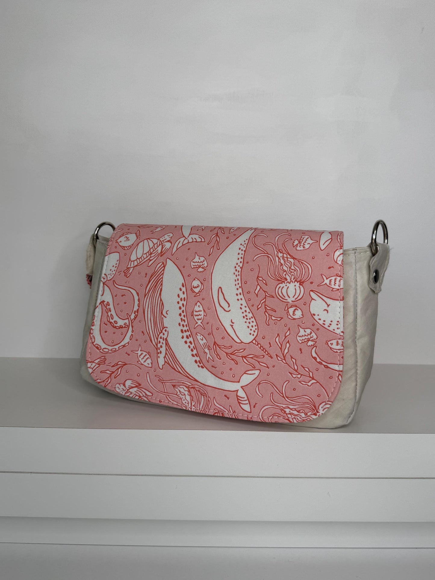 Upcycled Sailcloth Sea Creature Saddlebag Crossbody (CAP1)