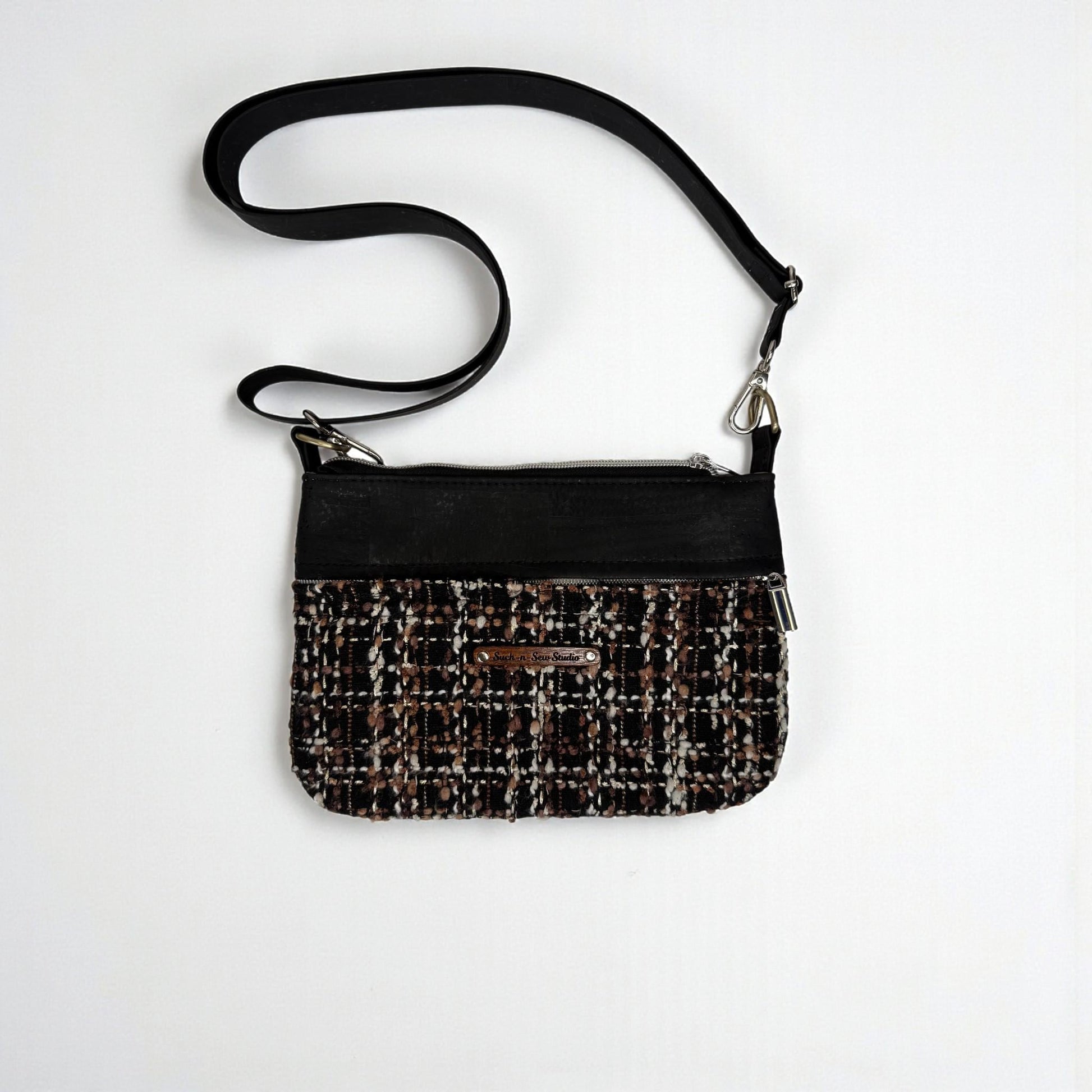 Cork and Upcycled Skirt Material Starburn Crossbody Bag (SB3)