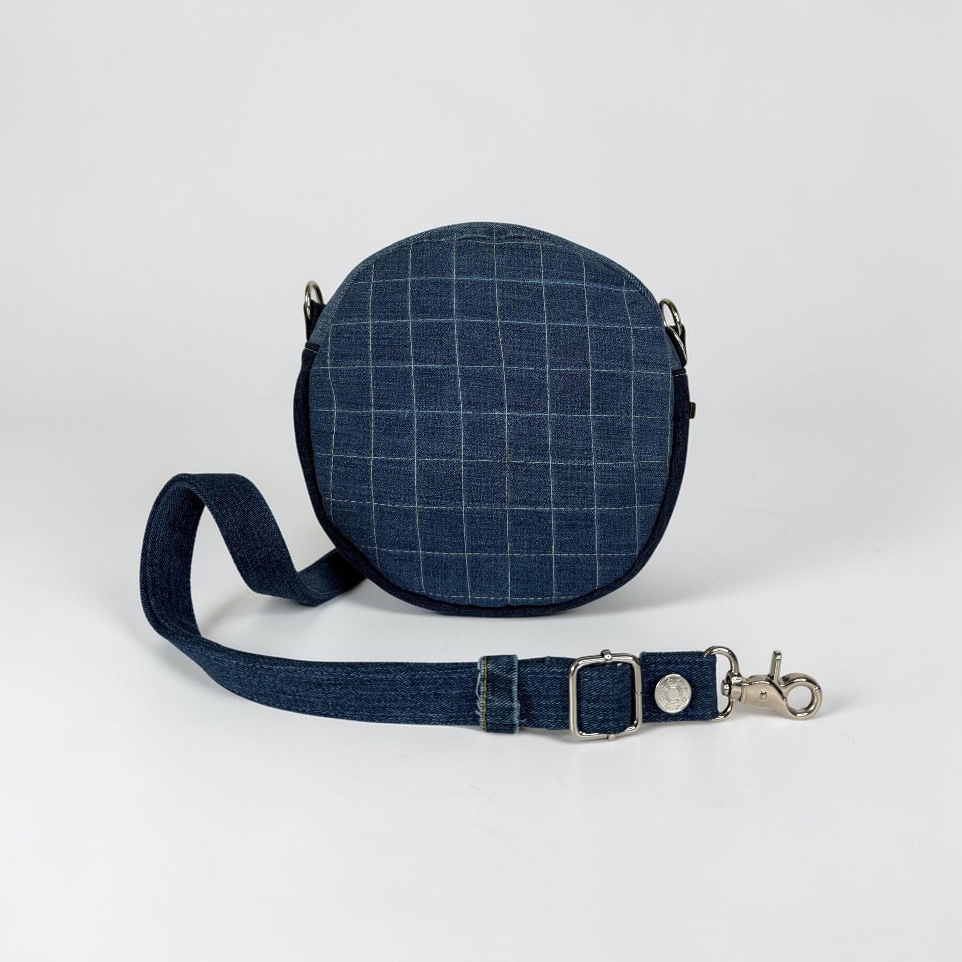 Upcycled Jean Quilted Circle Crossbody Bag (QRB)