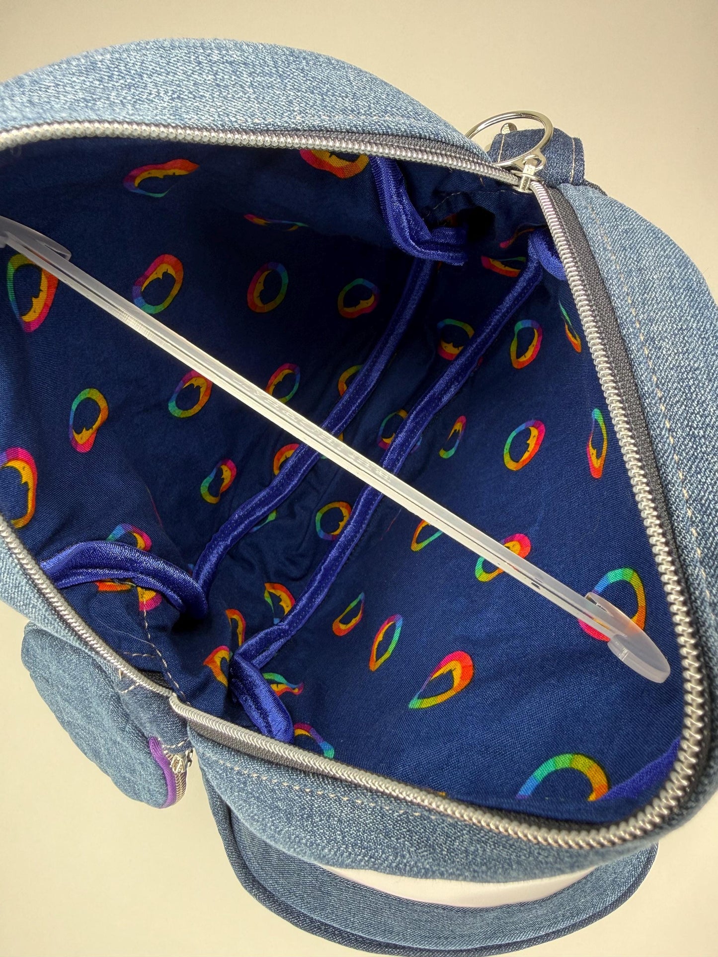 Upcycled Jean Quilted Circle Crossbody Bag (QRB)