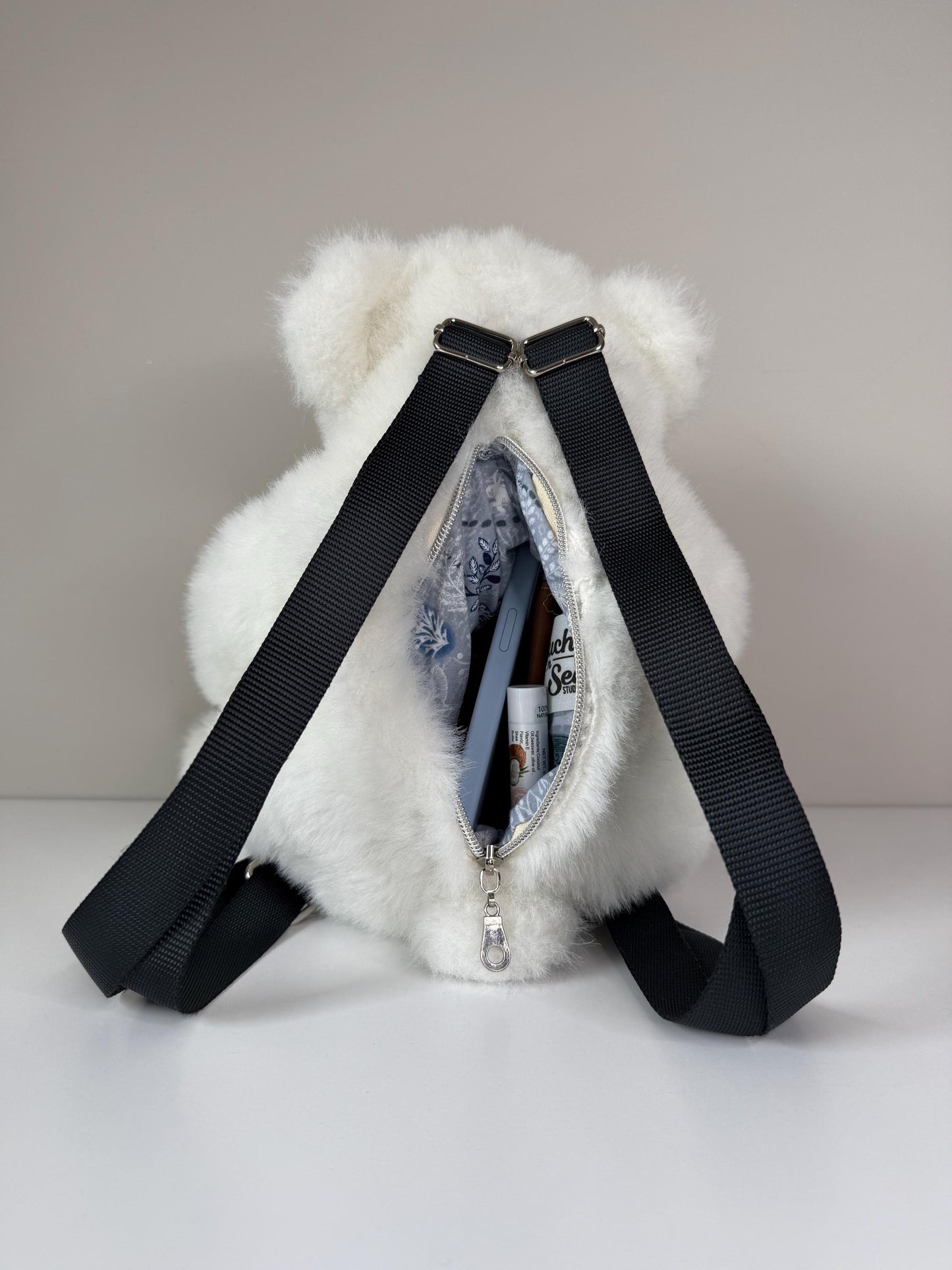 Upcycled Polar Bear Stuffed Animal Backpack (SABB1)