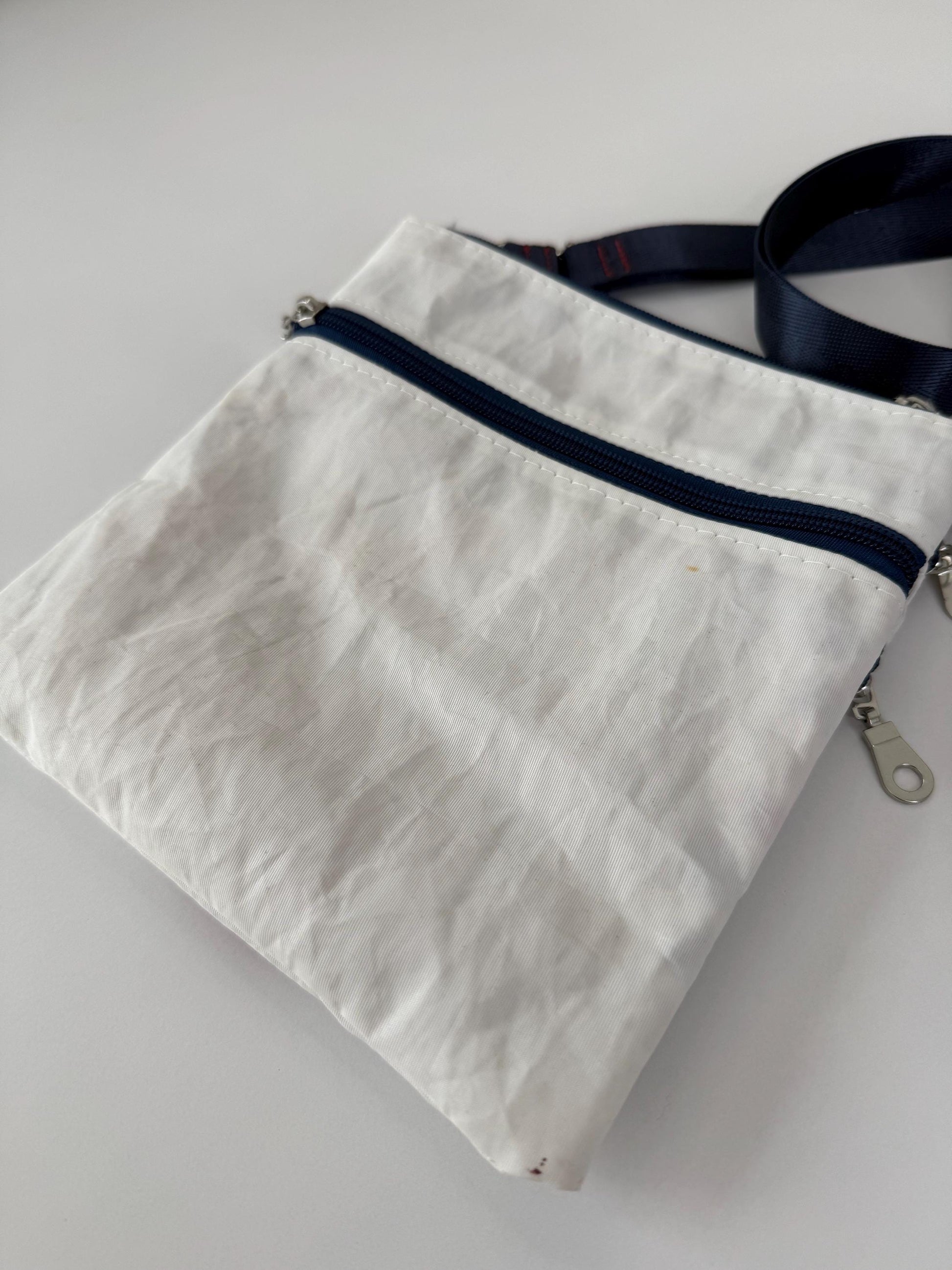 Upcycled Sailcloth Anchors Away Crossbody Bag Purse (Z2)