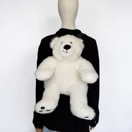 Upcycled Polar Bear Stuffed Animal Backpack (SABB1)