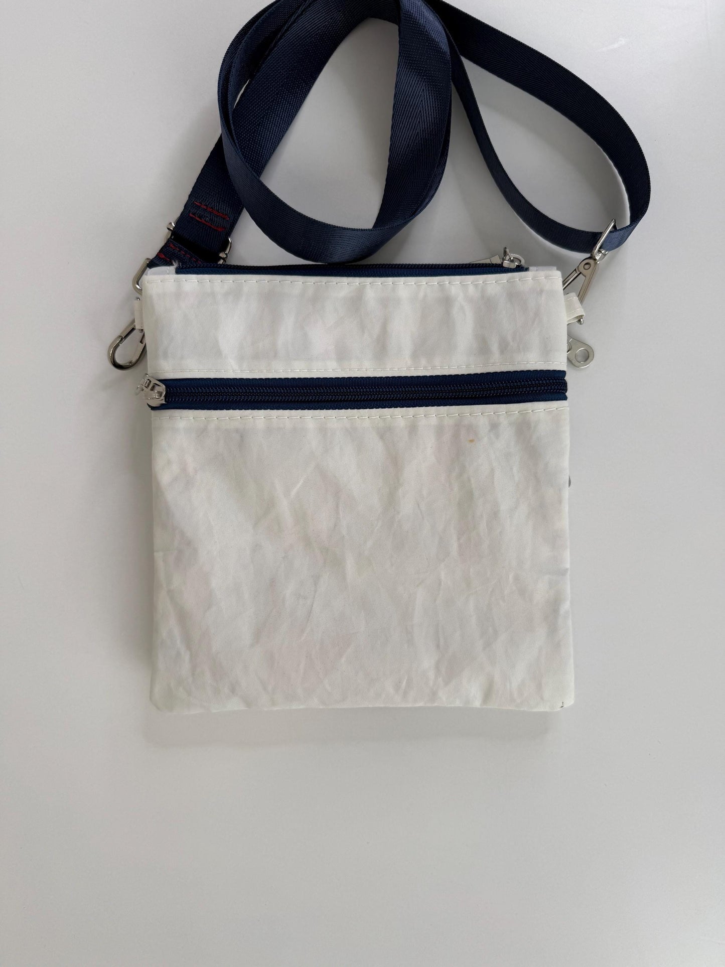 Upcycled Sailcloth Anchors Away Crossbody Bag Purse (Z2)