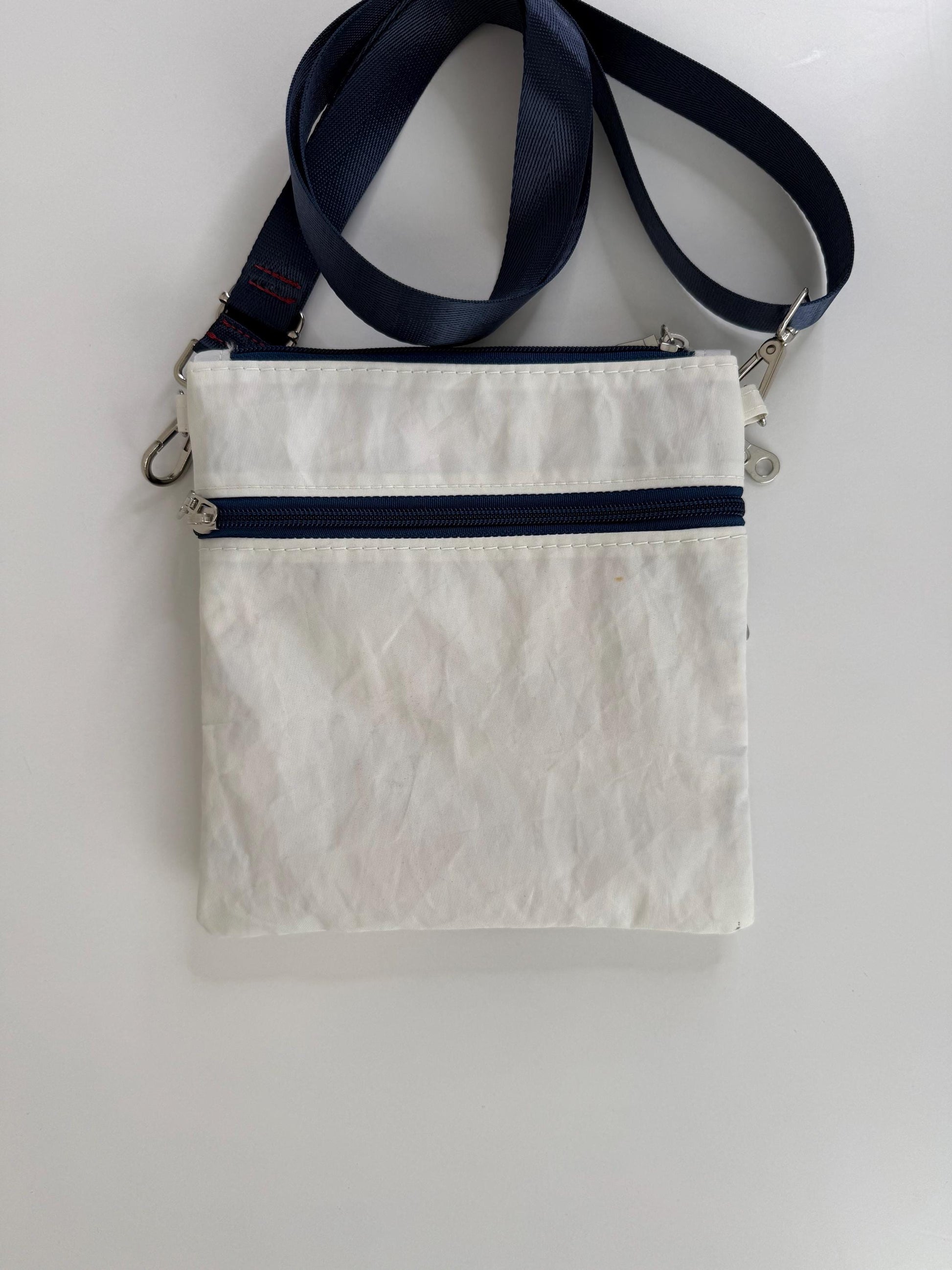 Upcycled Sailcloth Anchors Away Crossbody Bag Purse (Z2)