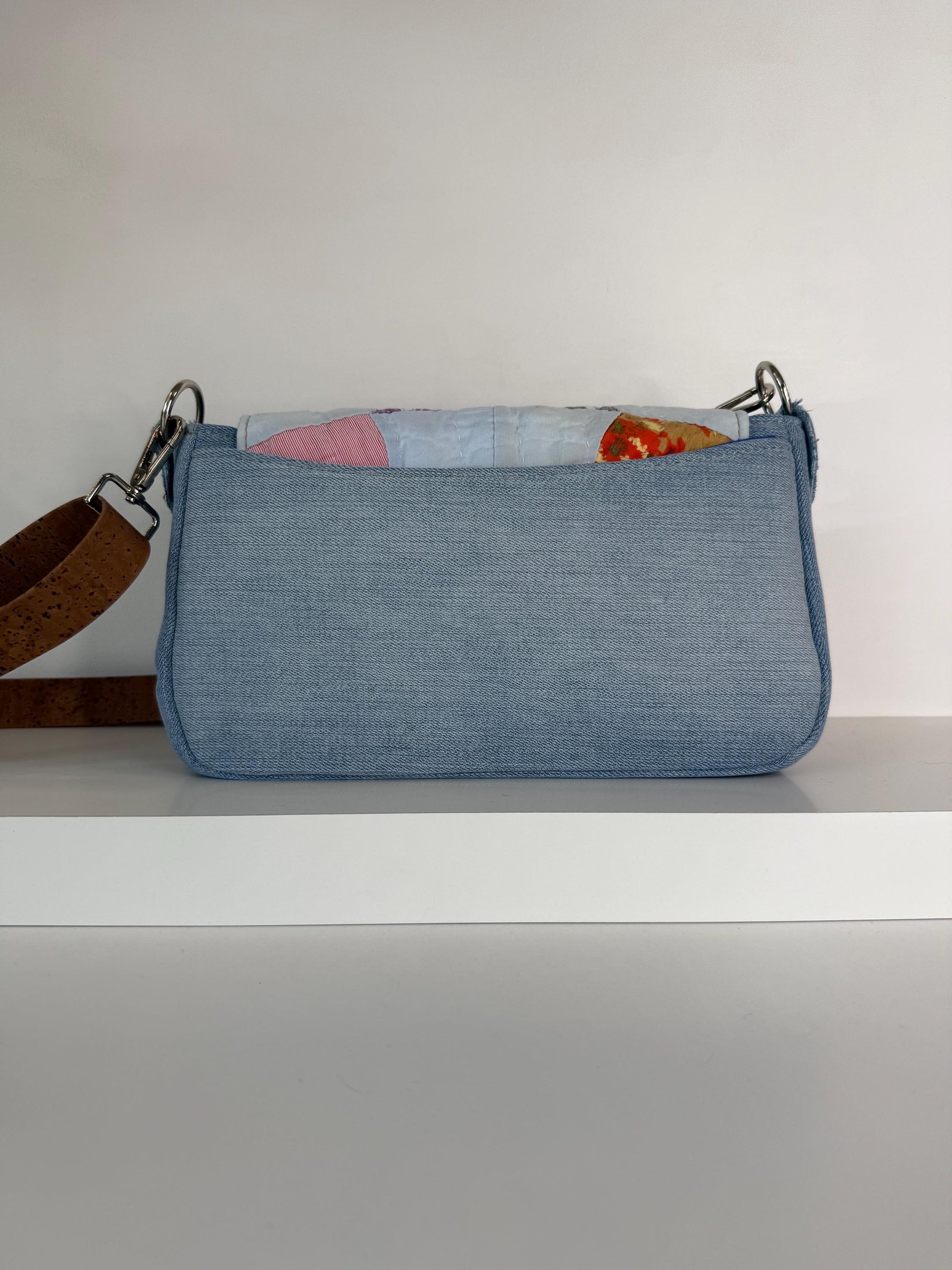 Upcycled Vintage Quilt & Denim Saddlebag Purse – Handmade, One-of-a-Kind
