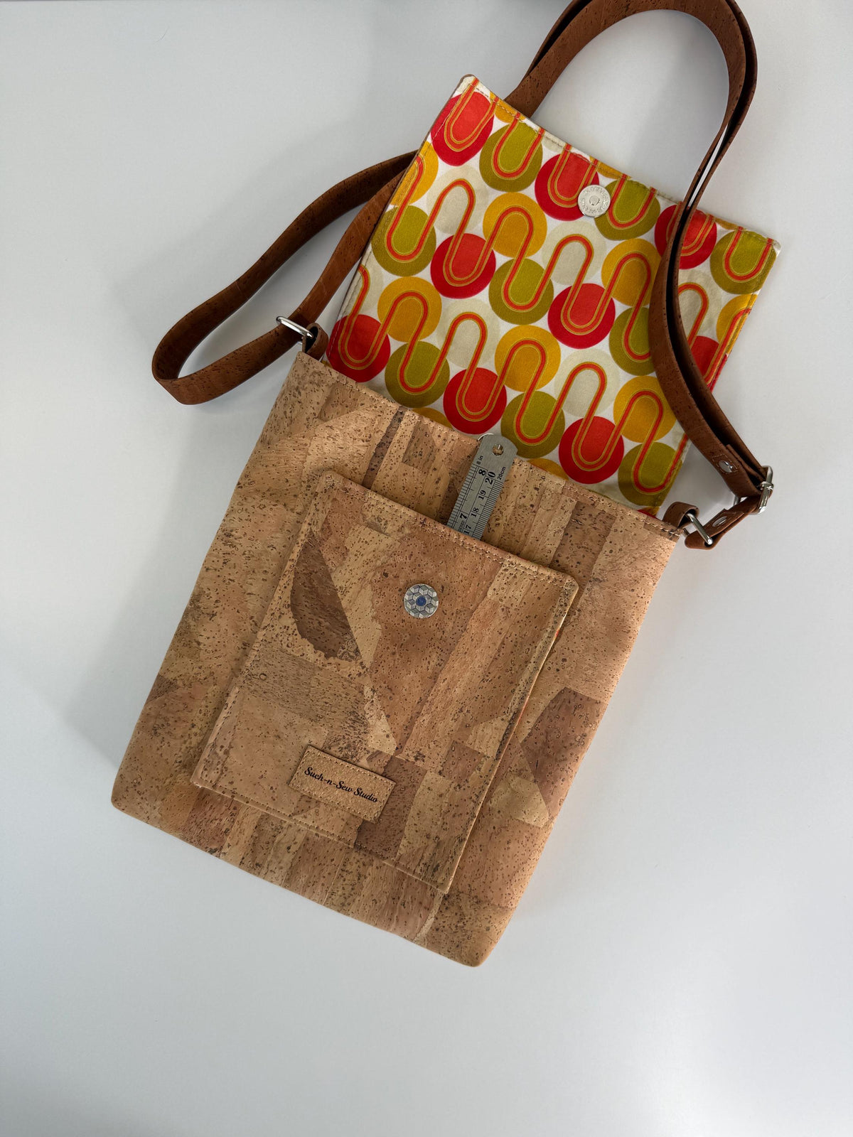 Cork Messenger Bag with Removable Anti-Theft Wallet
