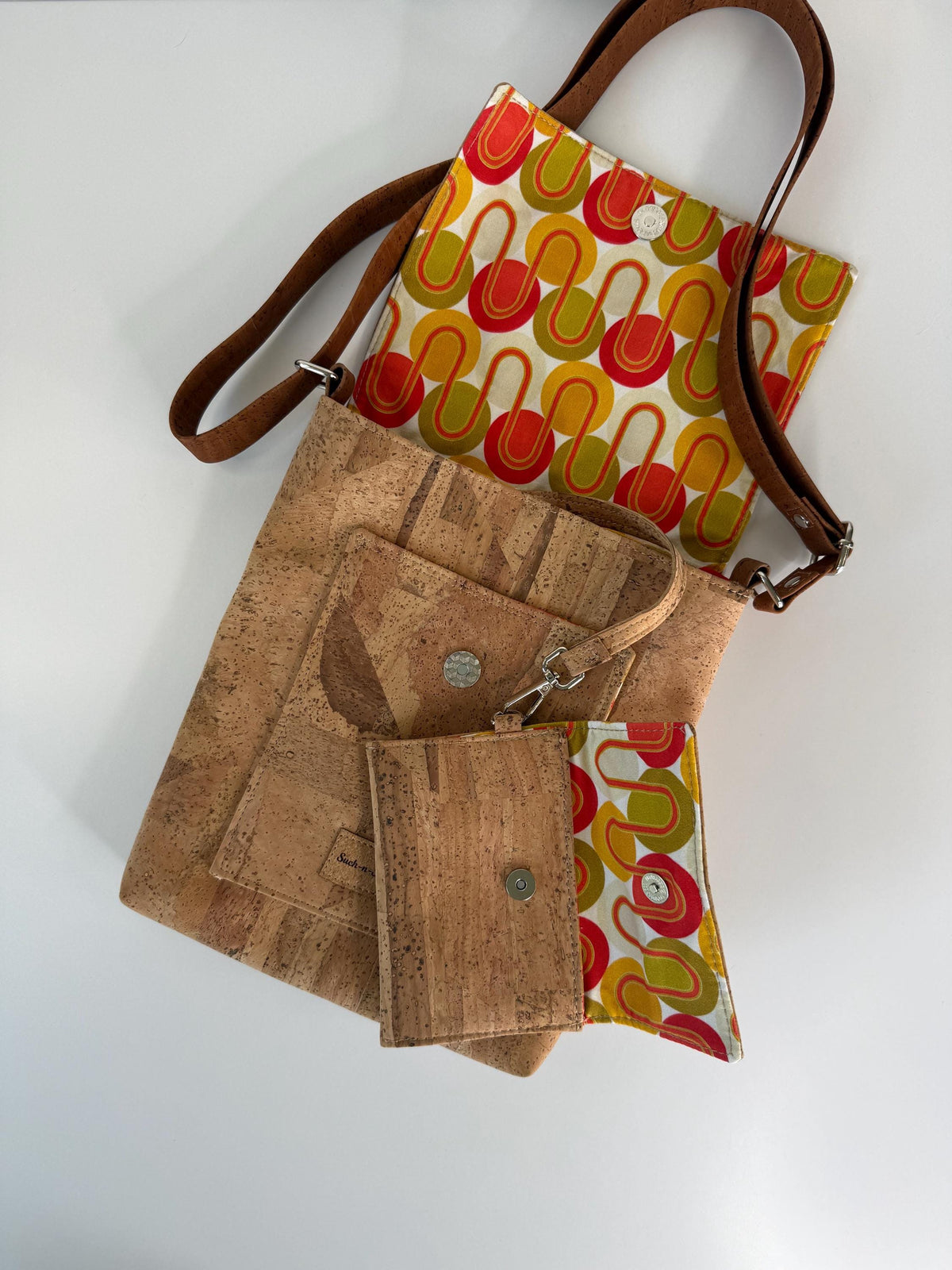 Cork Messenger Bag with Removable Anti-Theft Wallet