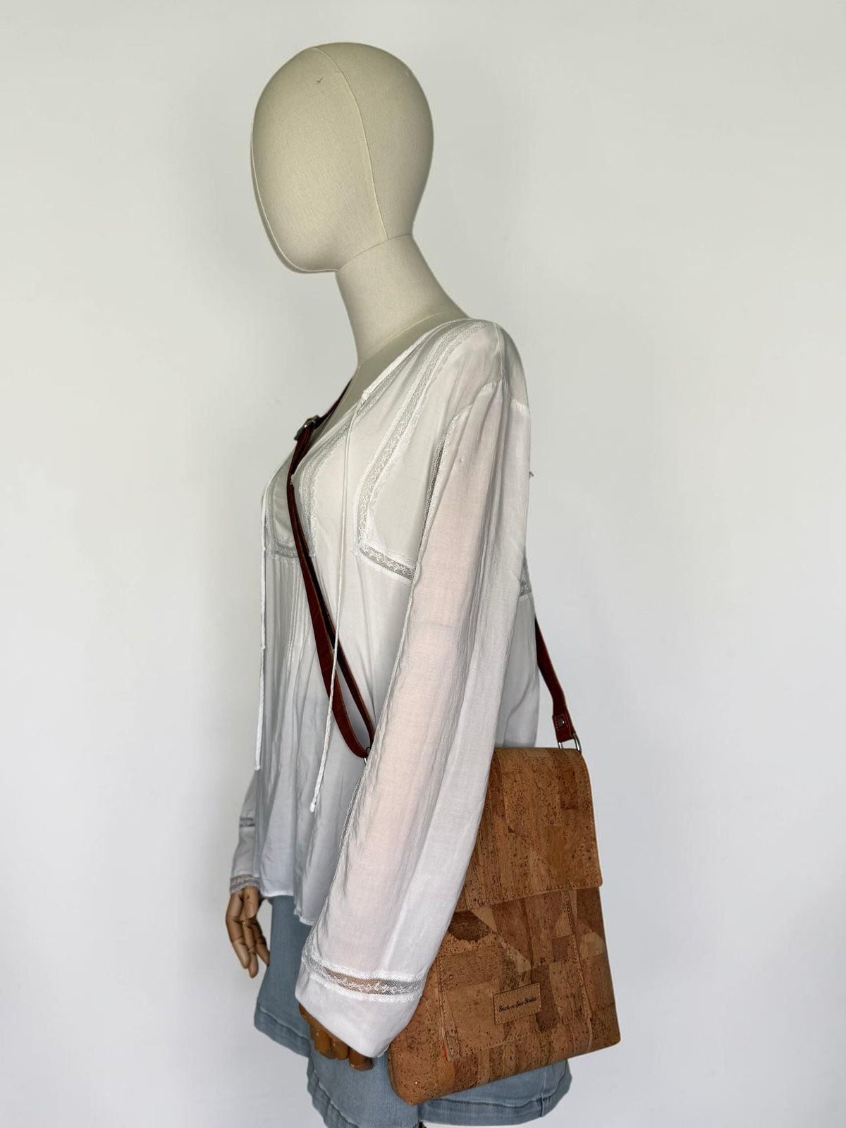 Cork Messenger Bag with Removable Anti-Theft Wallet