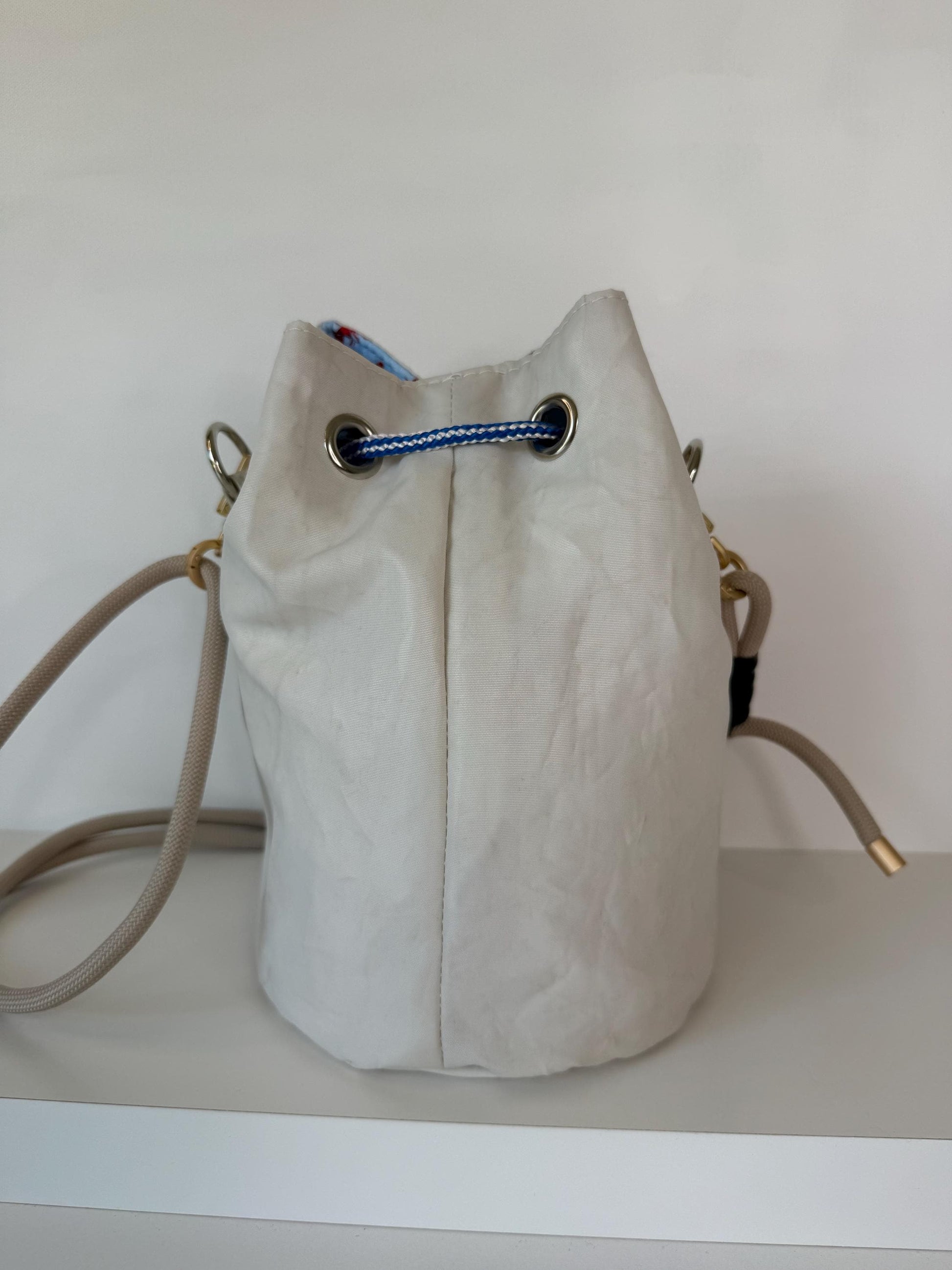 Upcycled Sailcloth Bucket Crossbody Bag Purse (BB1)