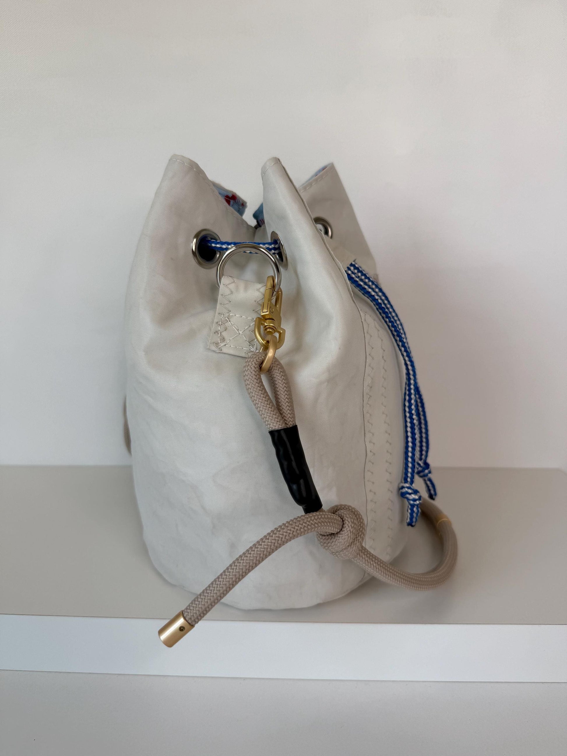 Upcycled Sailcloth Bucket Crossbody Bag Purse (BB1)