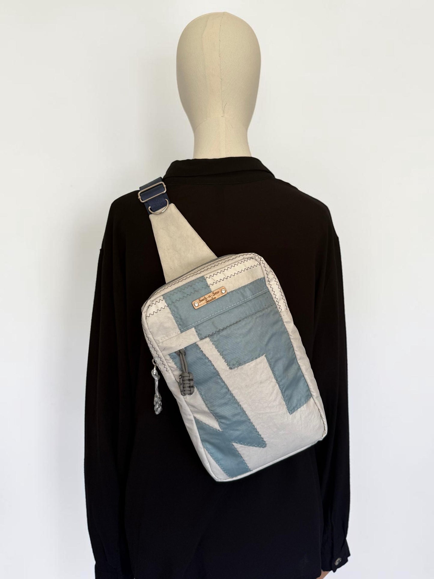 Upcycled Sailcloth Sandhill Sling Bag, Big and Boxy