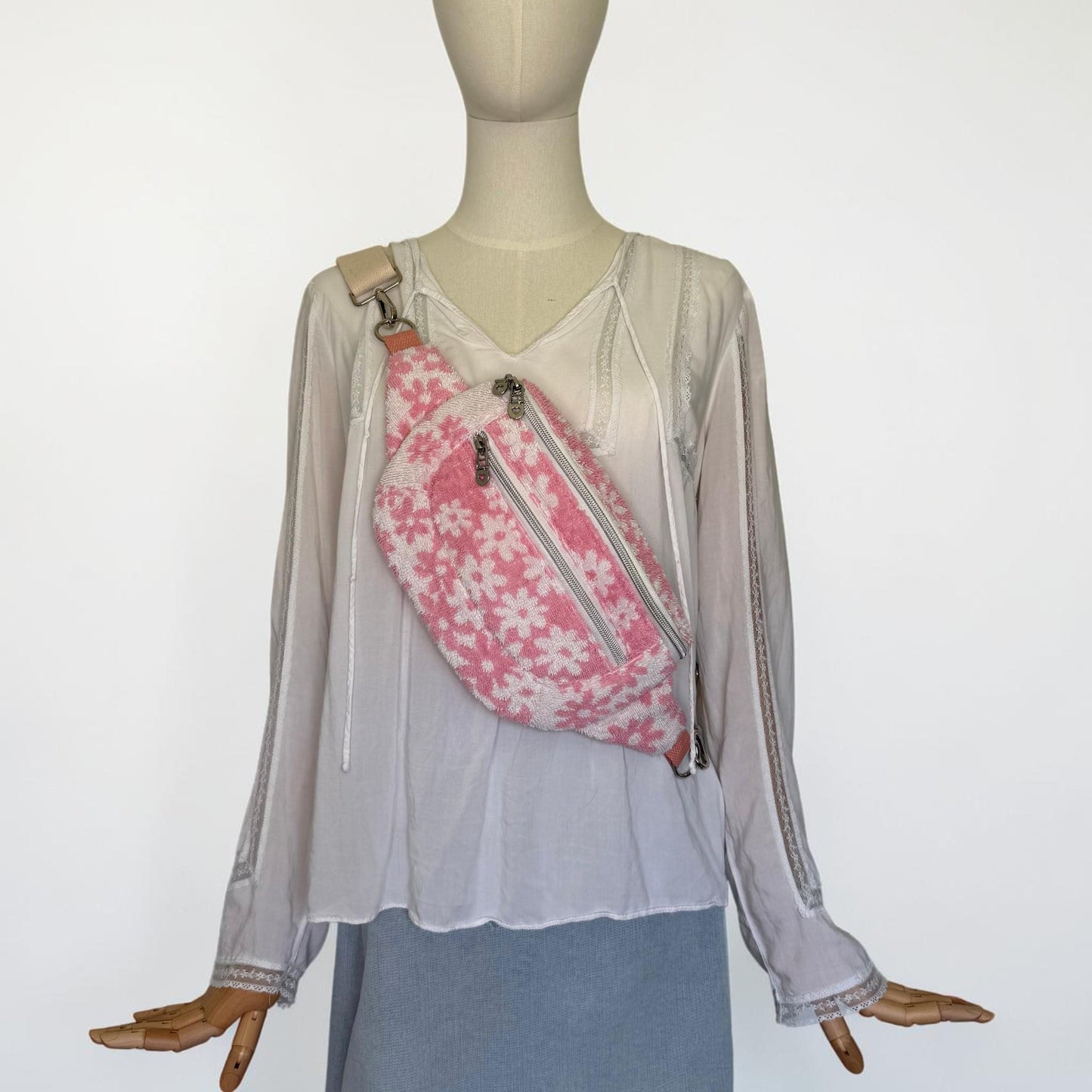Upcycled St. Mary Vintage Towel Clamshell Sling Bag