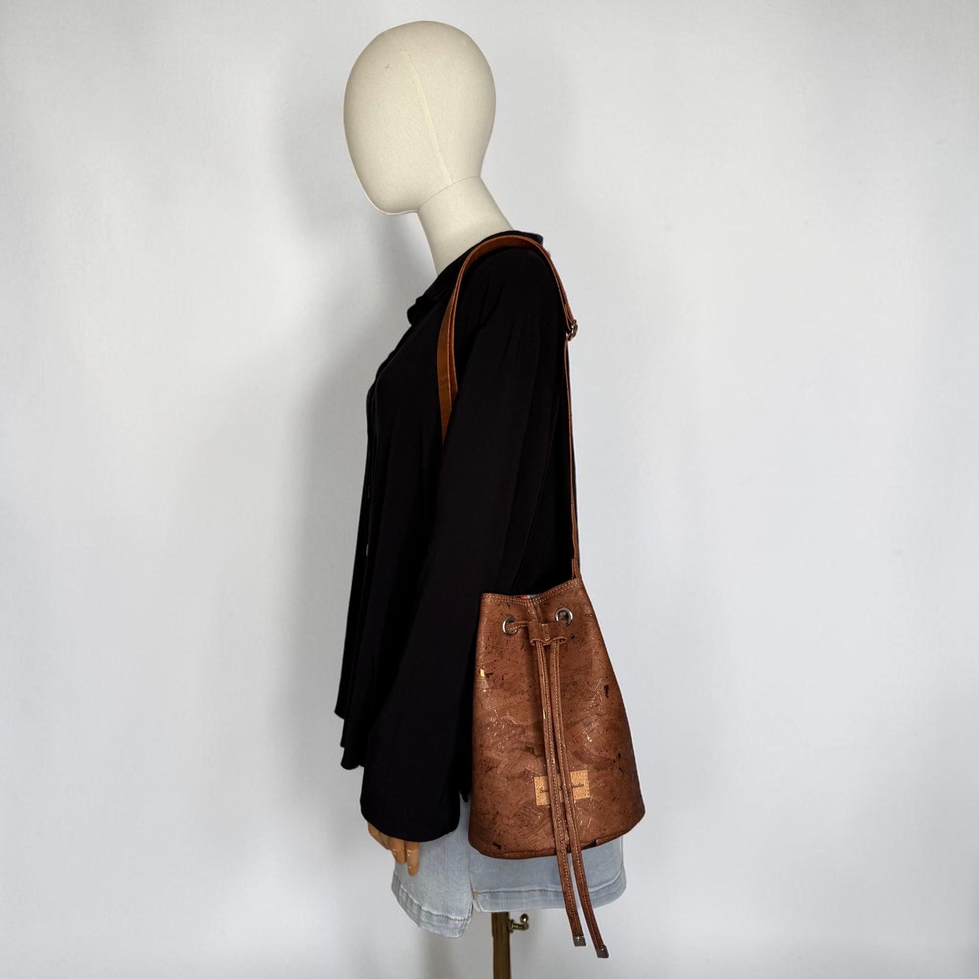 Cork Bucket Crossbody Bag Purse
