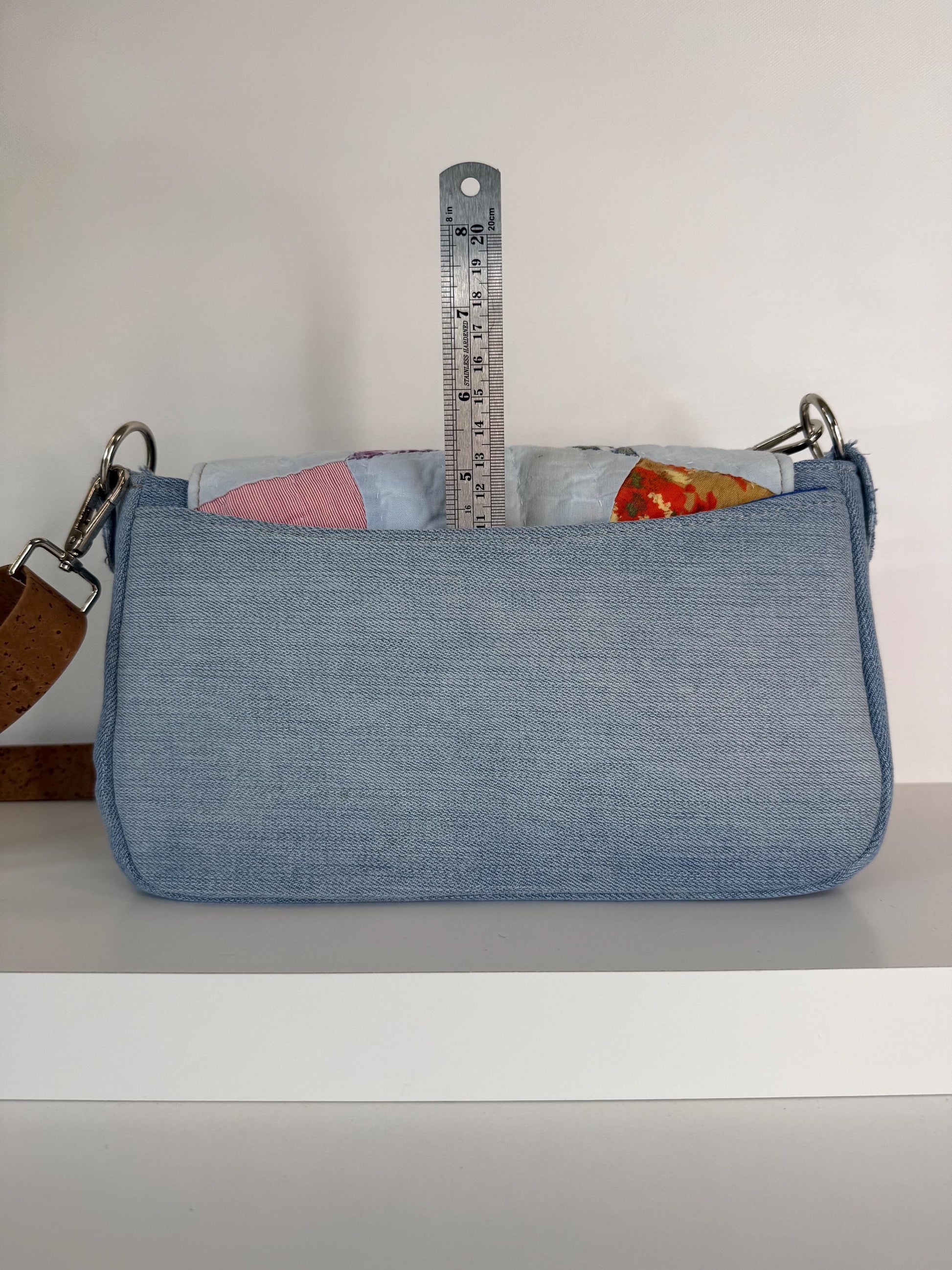 Upcycled Vintage Quilt & Denim Saddlebag Purse – Handmade, One-of-a-Kind