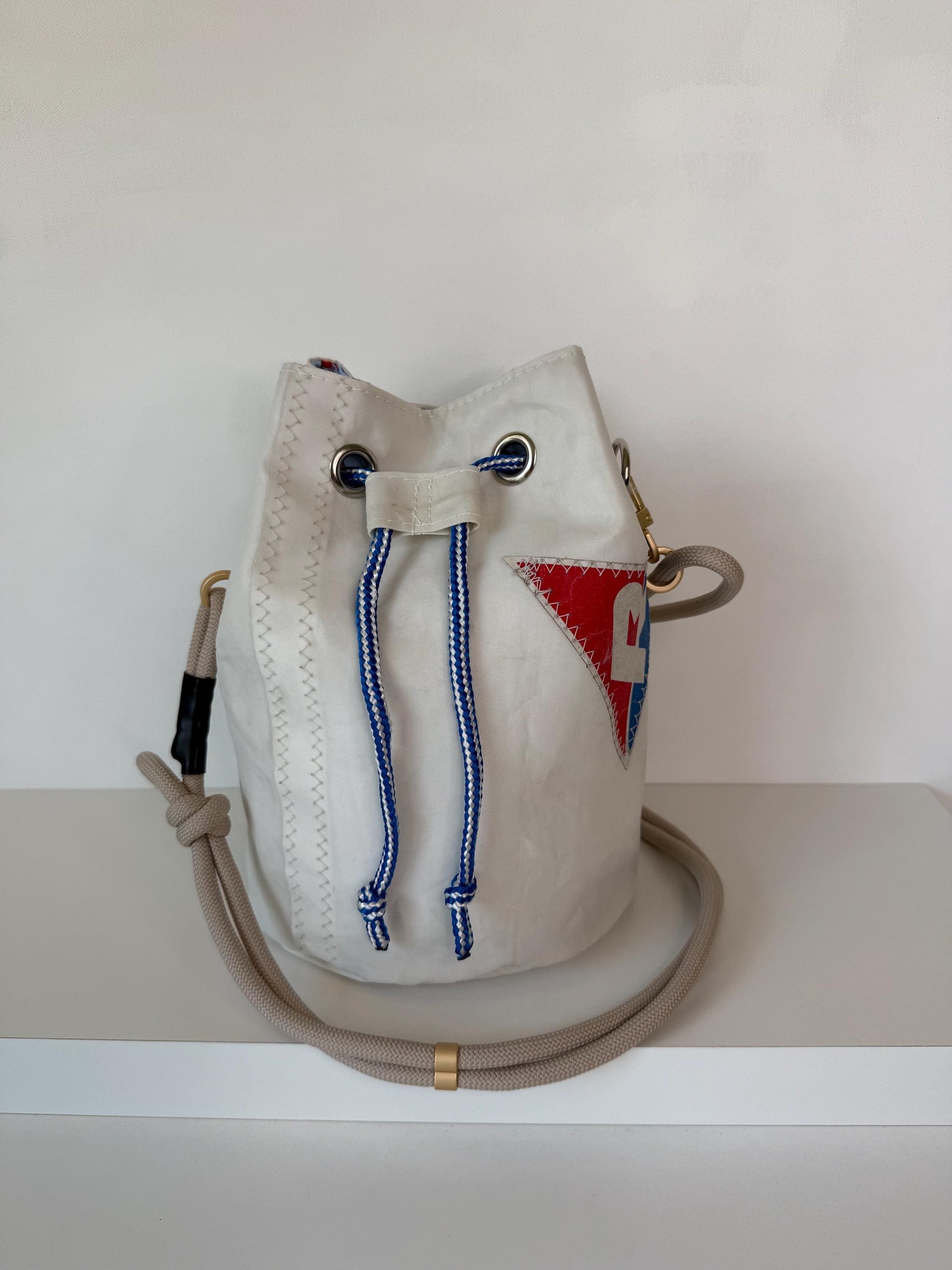 Upcycled Sailcloth Bucket Crossbody Bag Purse (BB1)