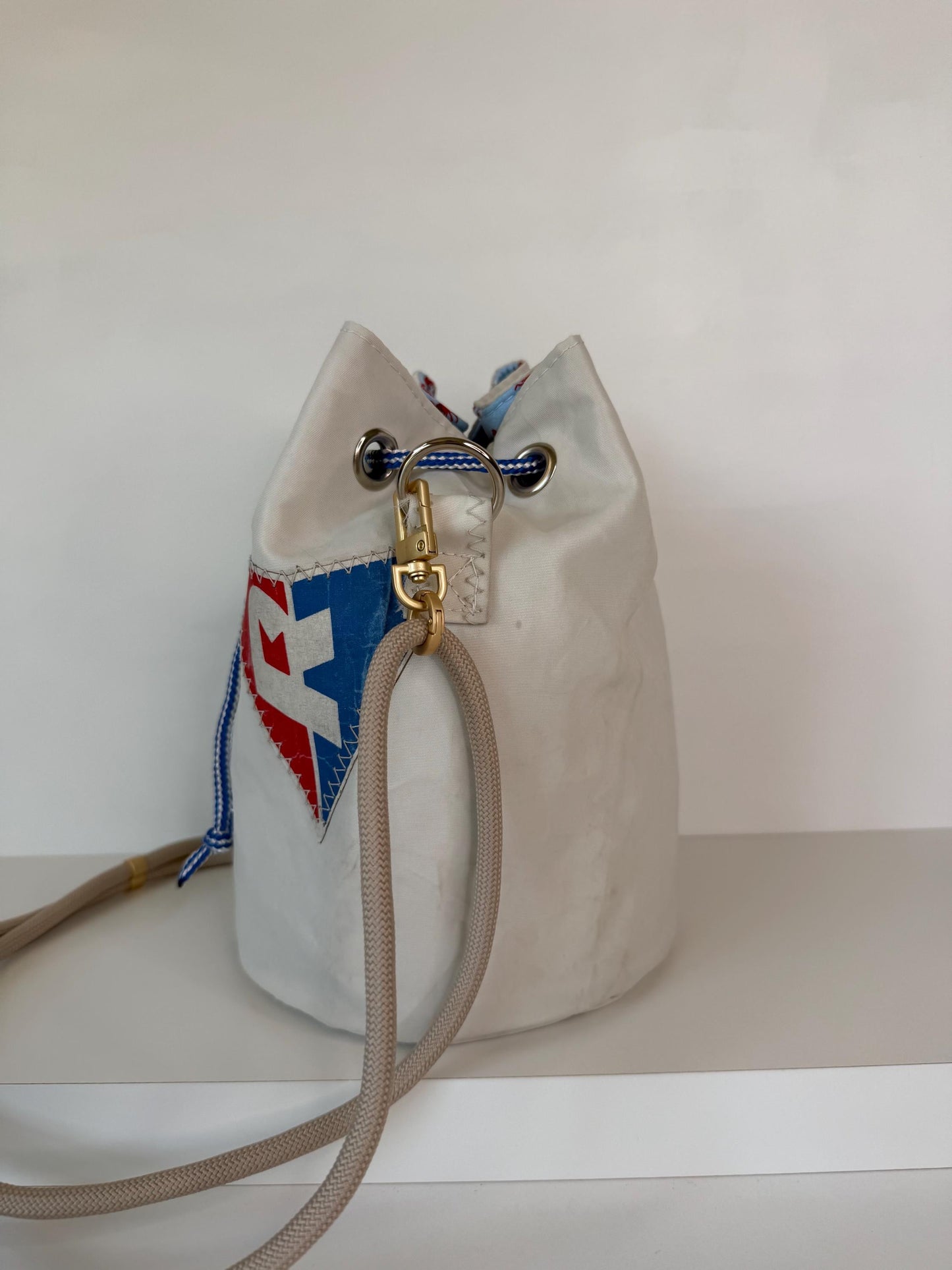 Upcycled Sailcloth Bucket Crossbody Bag Purse (BB1)