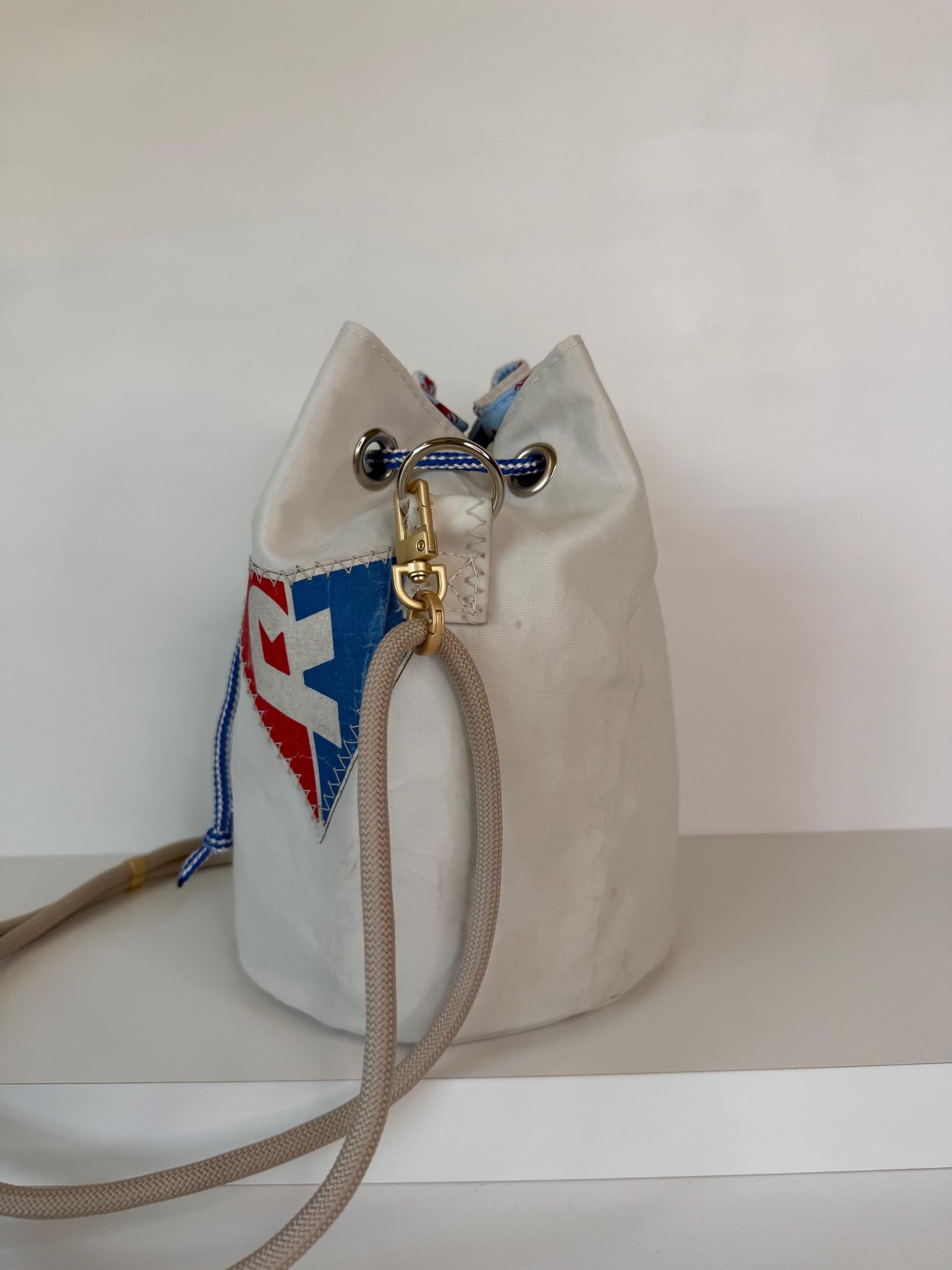 Upcycled Sailcloth Bucket Crossbody Bag Purse (BB1)
