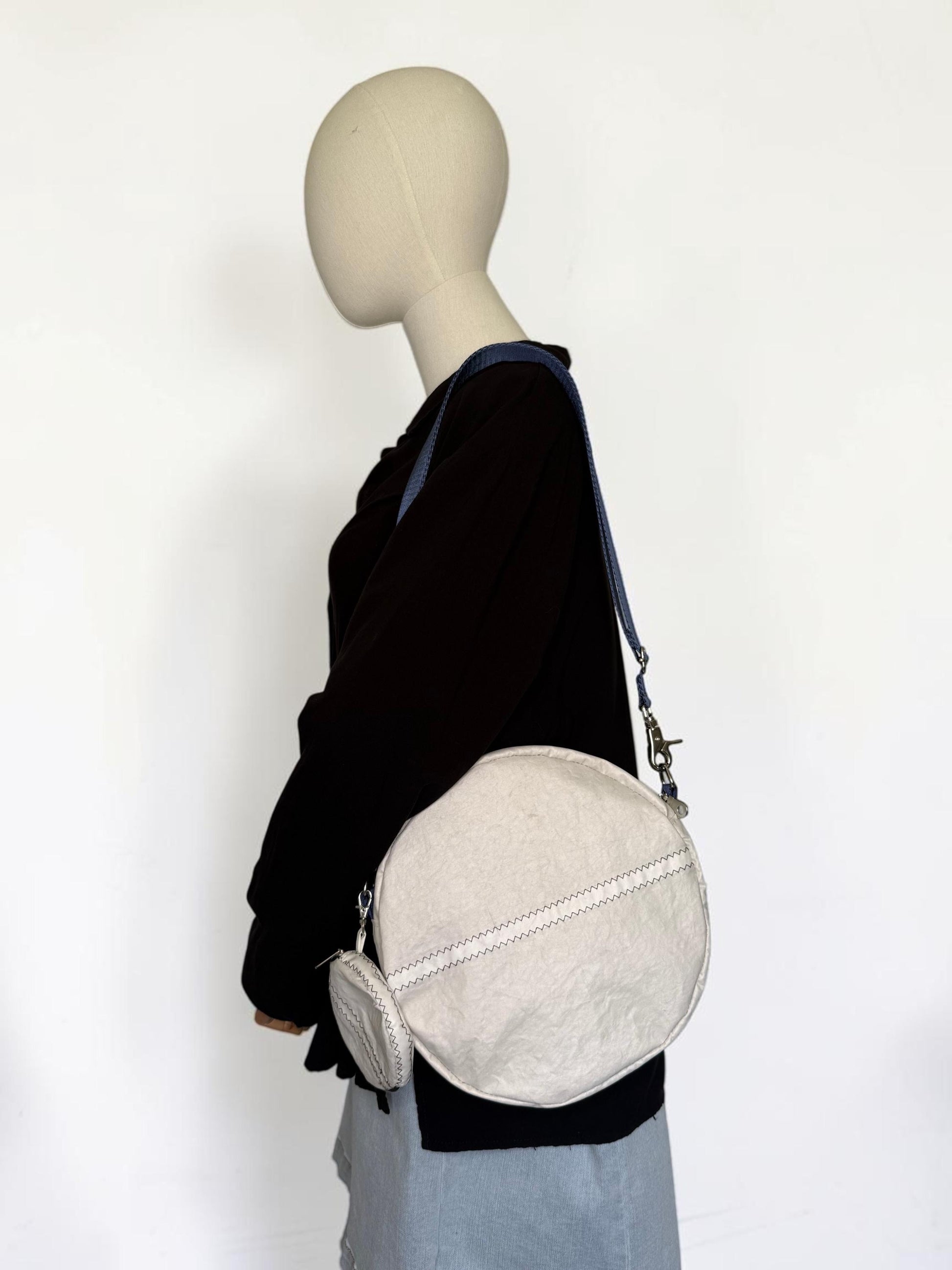 Upcycled Sailcloth Circle Crossbody Bag