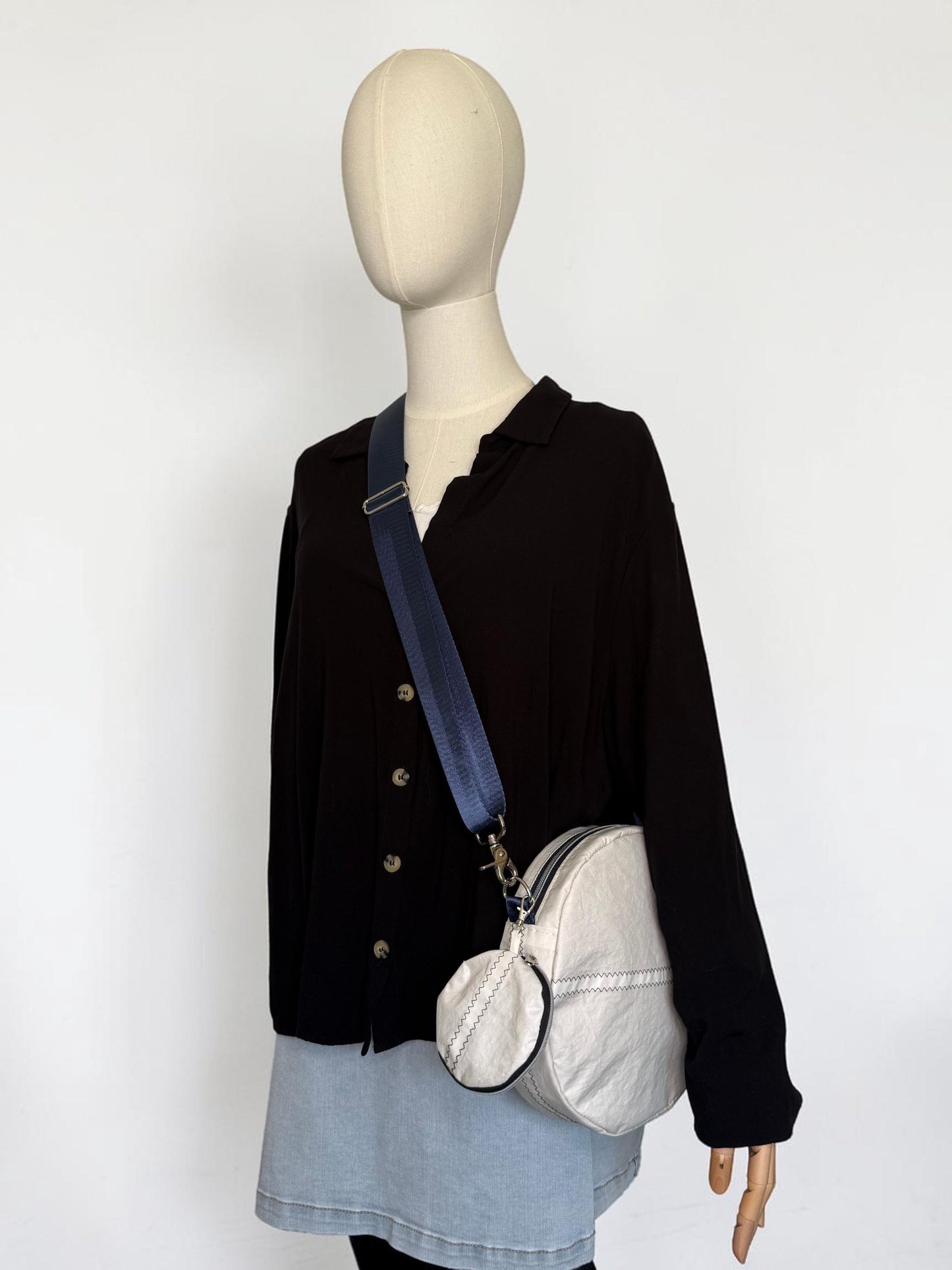 Upcycled Sailcloth Circle Crossbody Bag