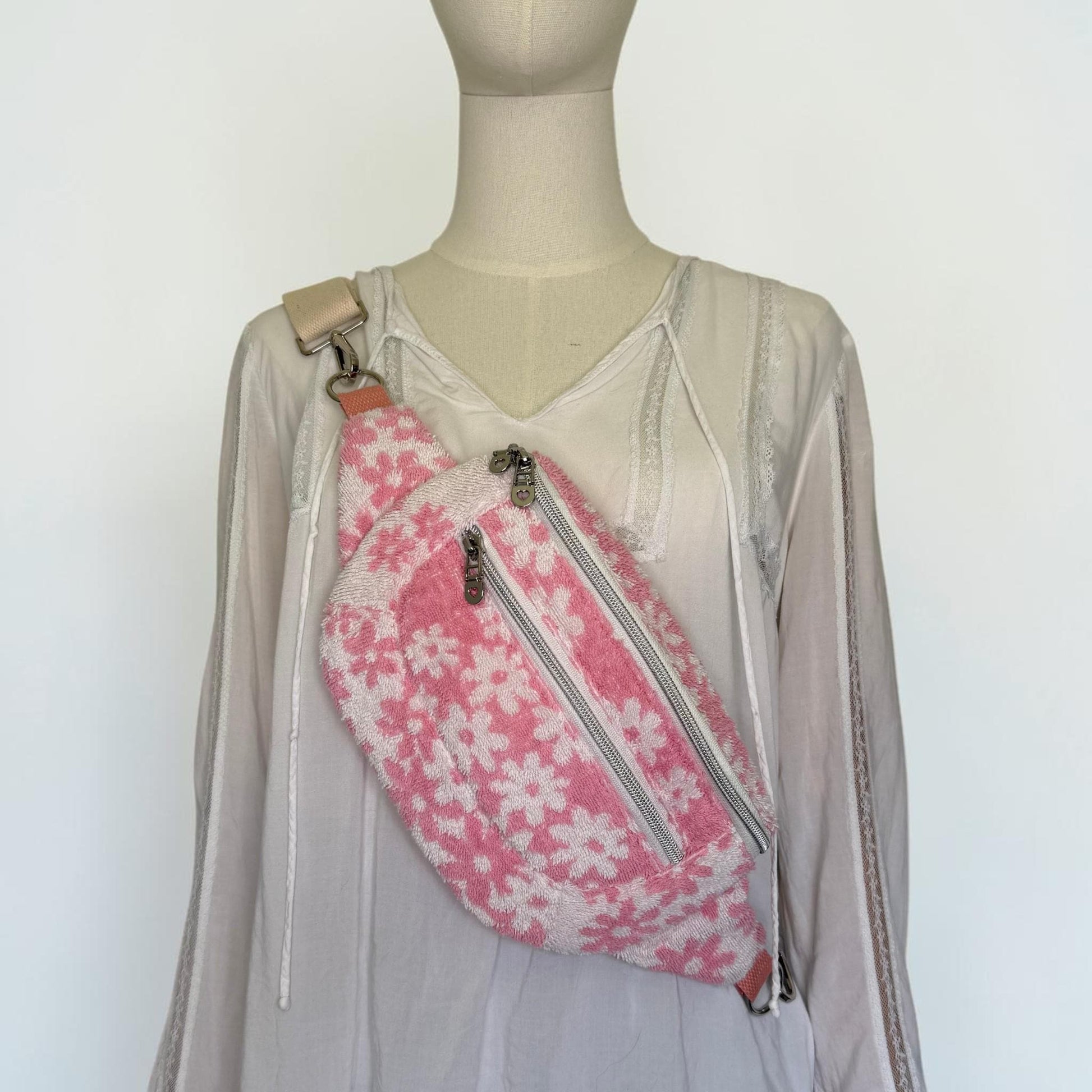 Upcycled St. Mary Vintage Towel Clamshell Sling Bag