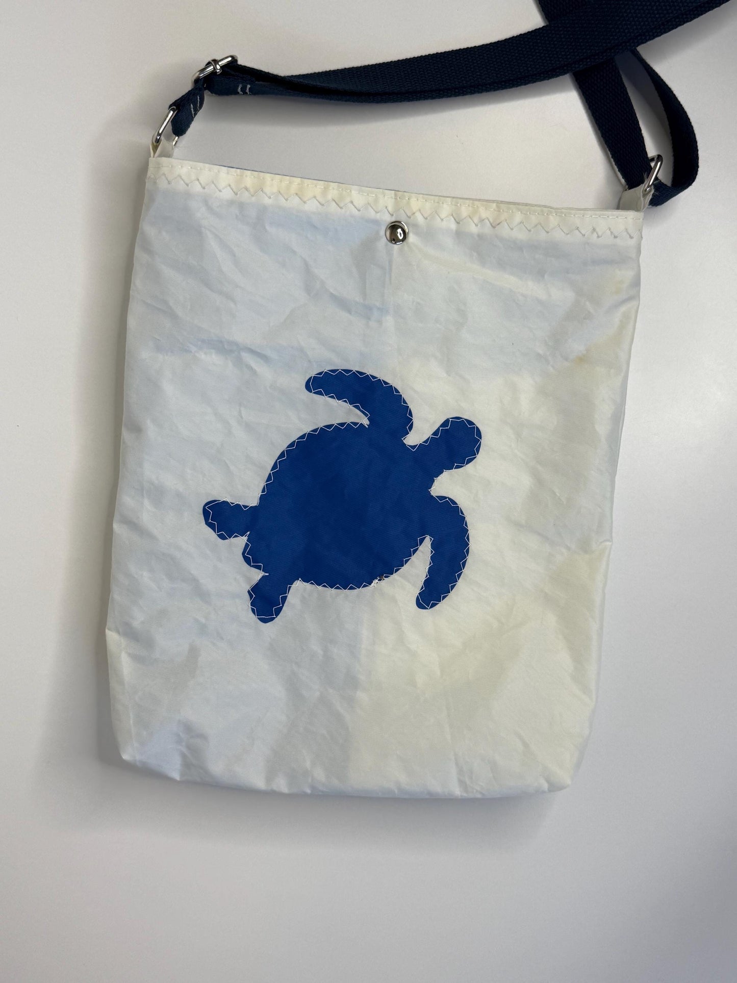 Upcycled Sail Turtle and Whale Tail Tote Purse Bag