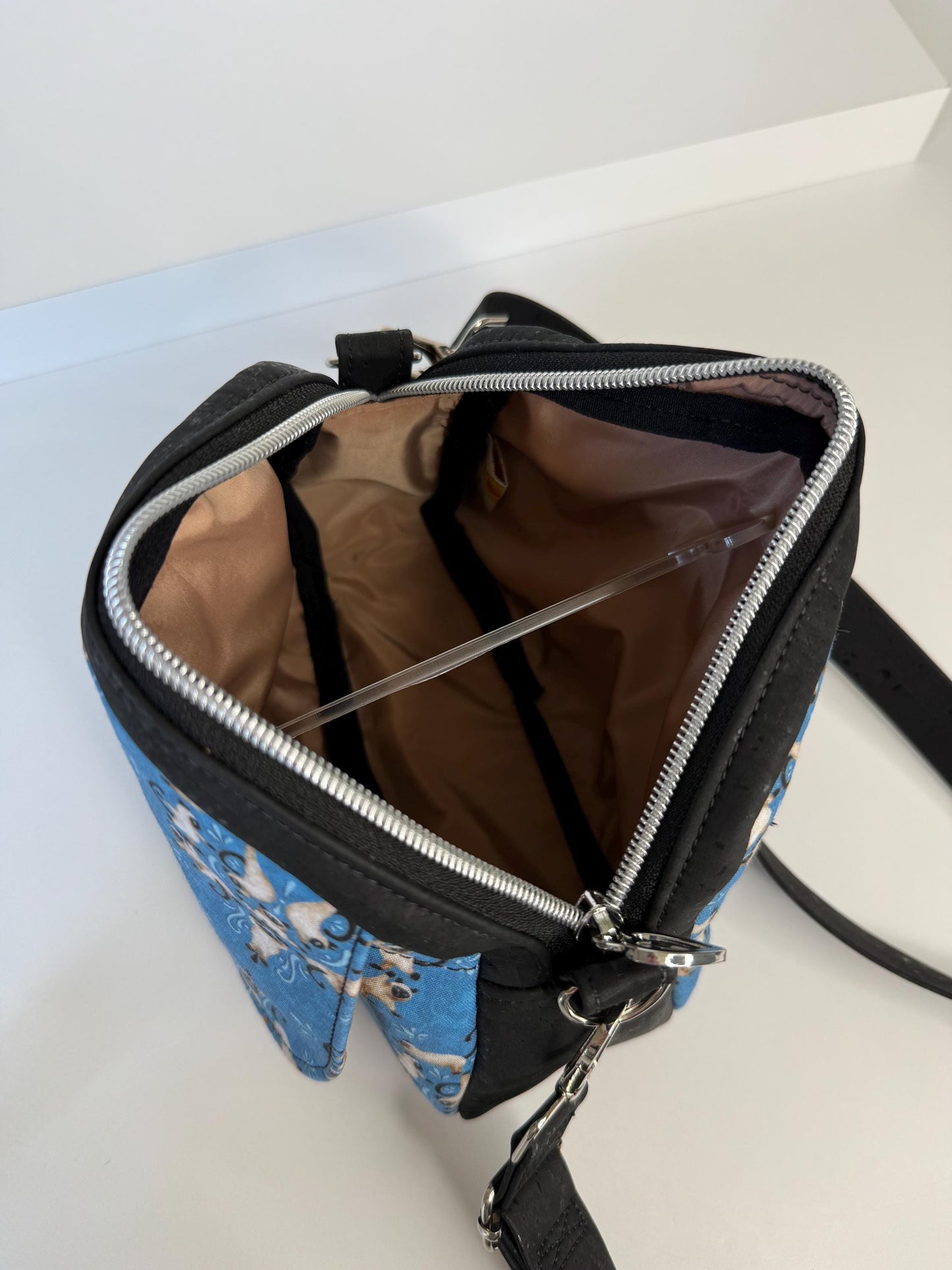 Siamese Cat Damask Itty Bitty Bowler Bag
