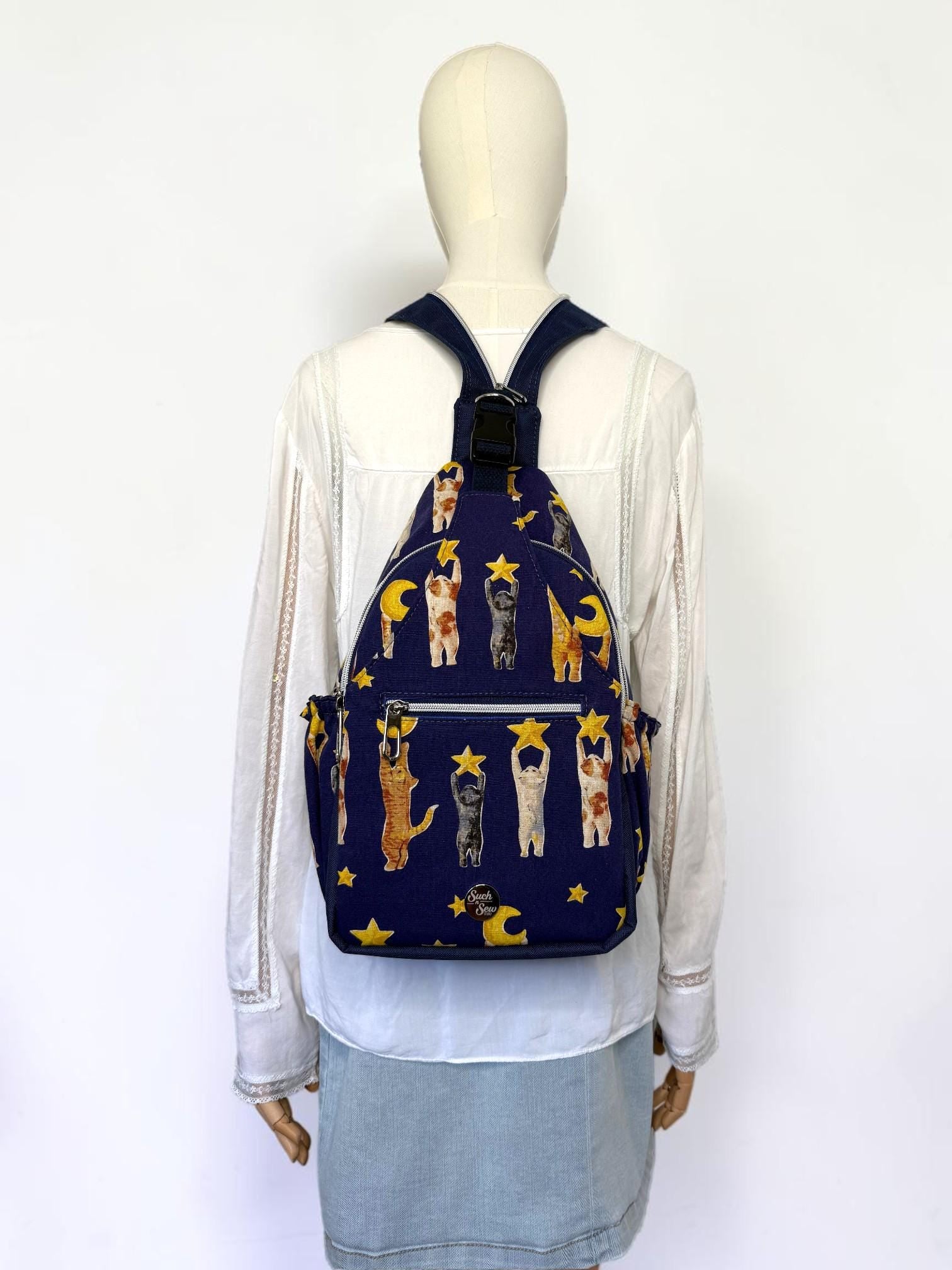 Cats Reaching for Stars Convertible Backpack Crossbody Sling