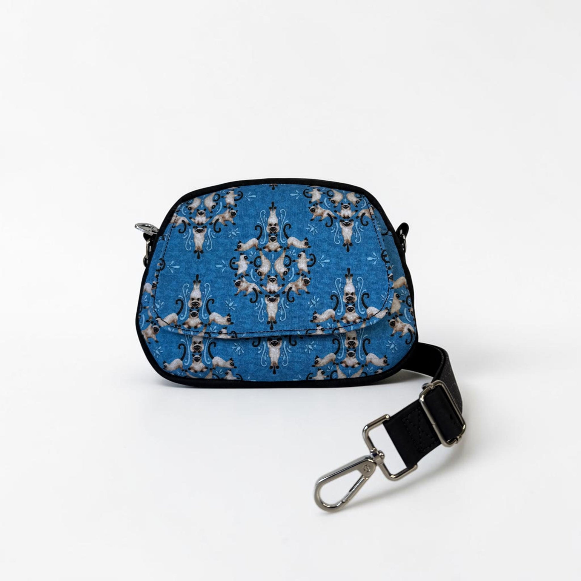 Siamese Cat Damask Itty Bitty Bowler Bag