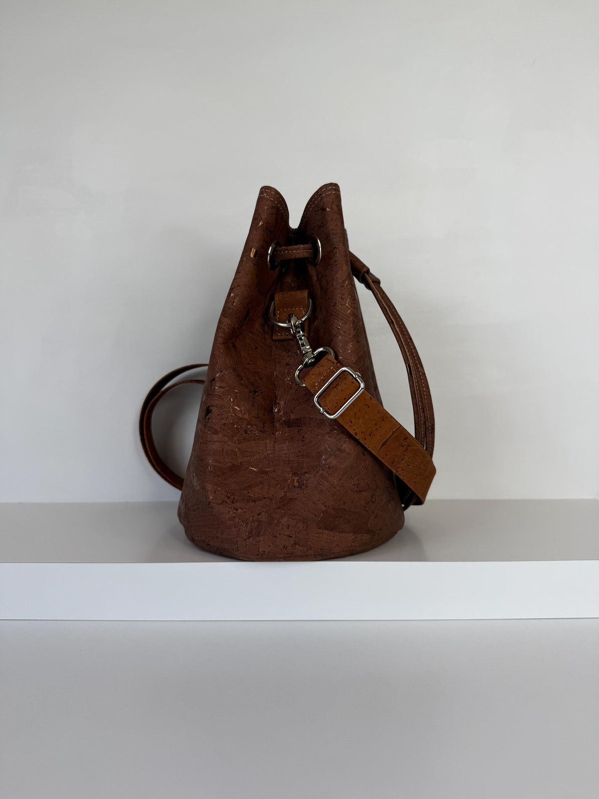 Shimmering Cork Bucket Bag