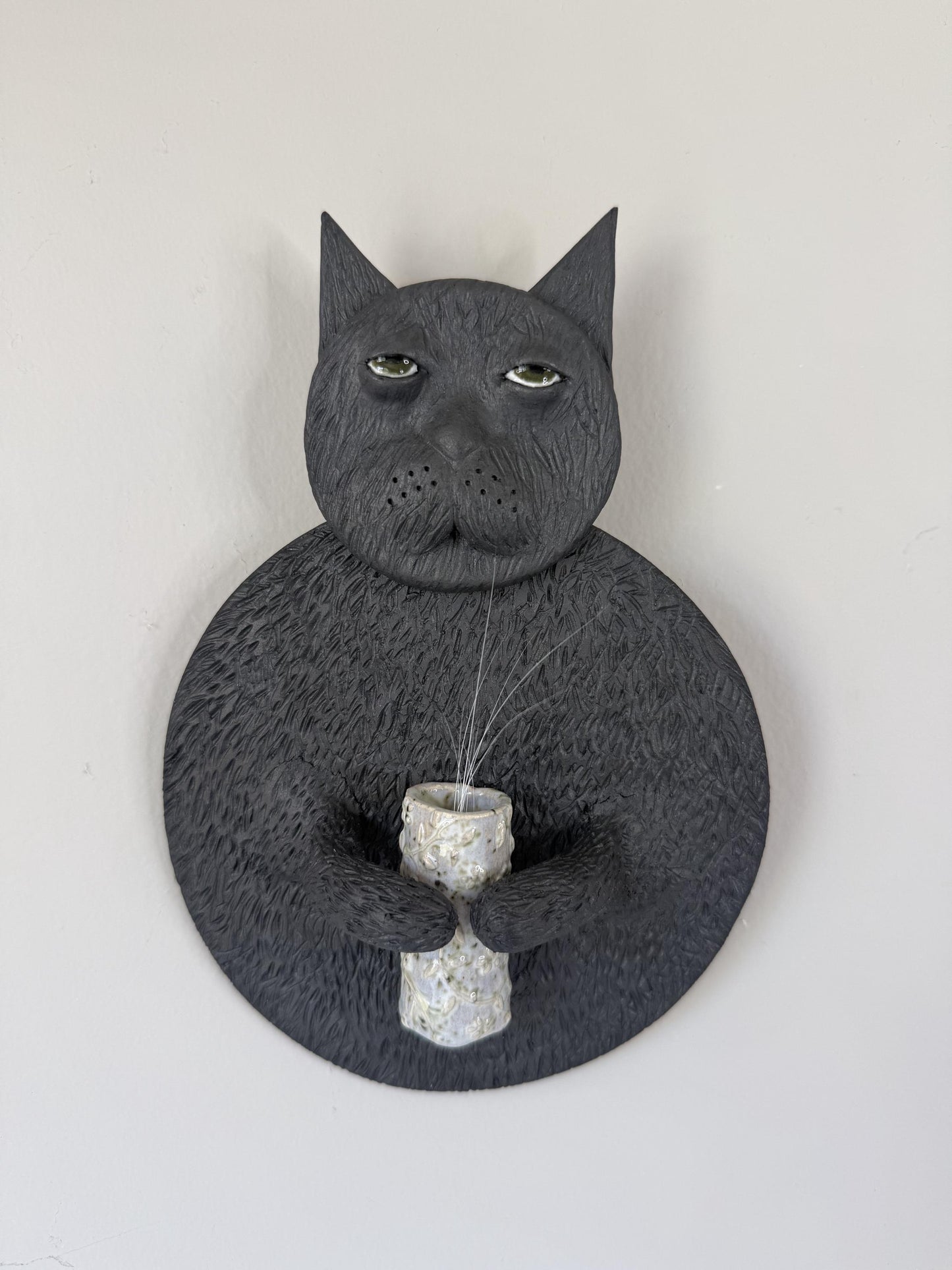 Ceramic Cat Whisker Holder Wall Art Piece