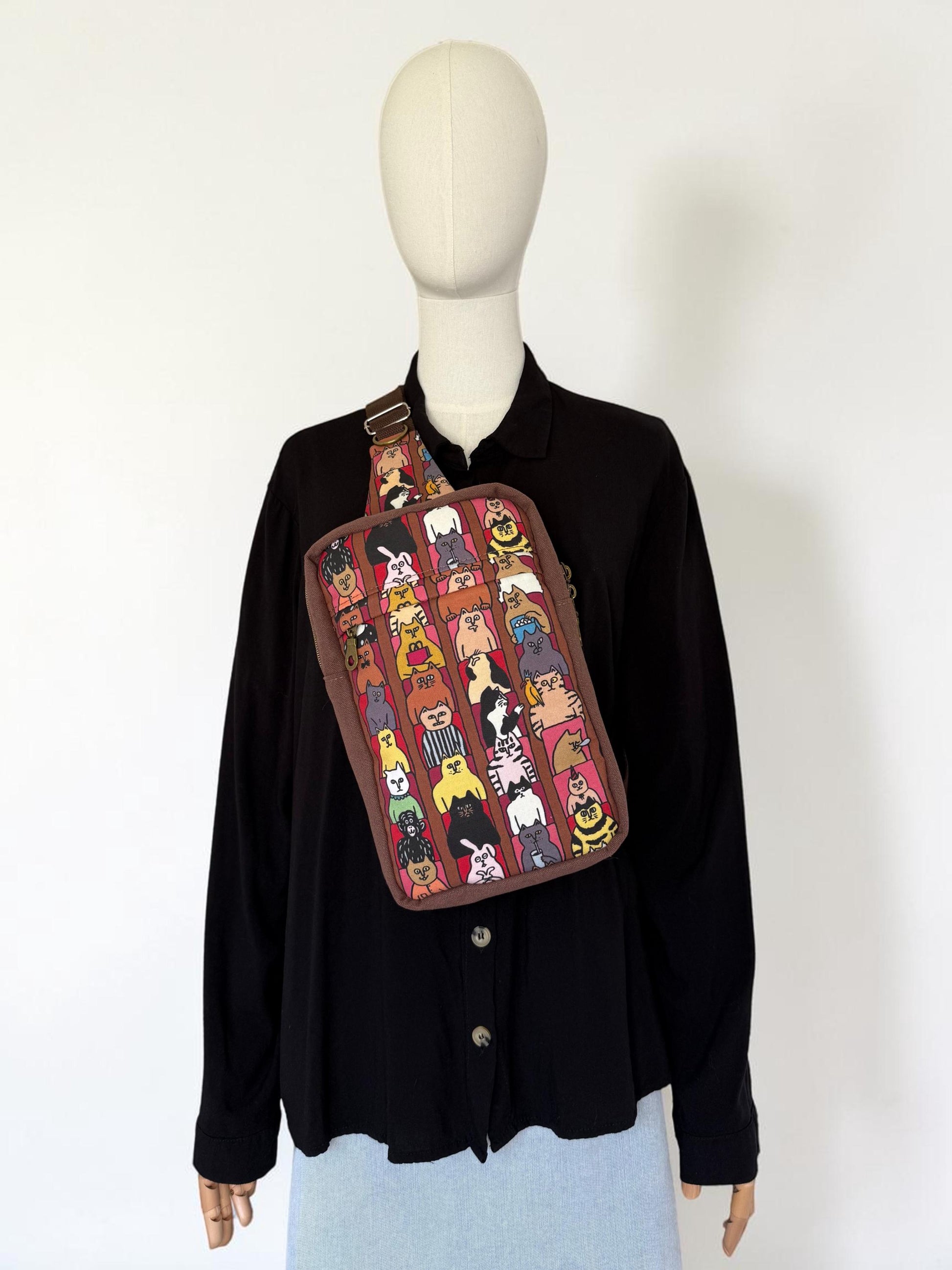Cats at the Cinema Sandhill Sling Bag, Big and Boxy