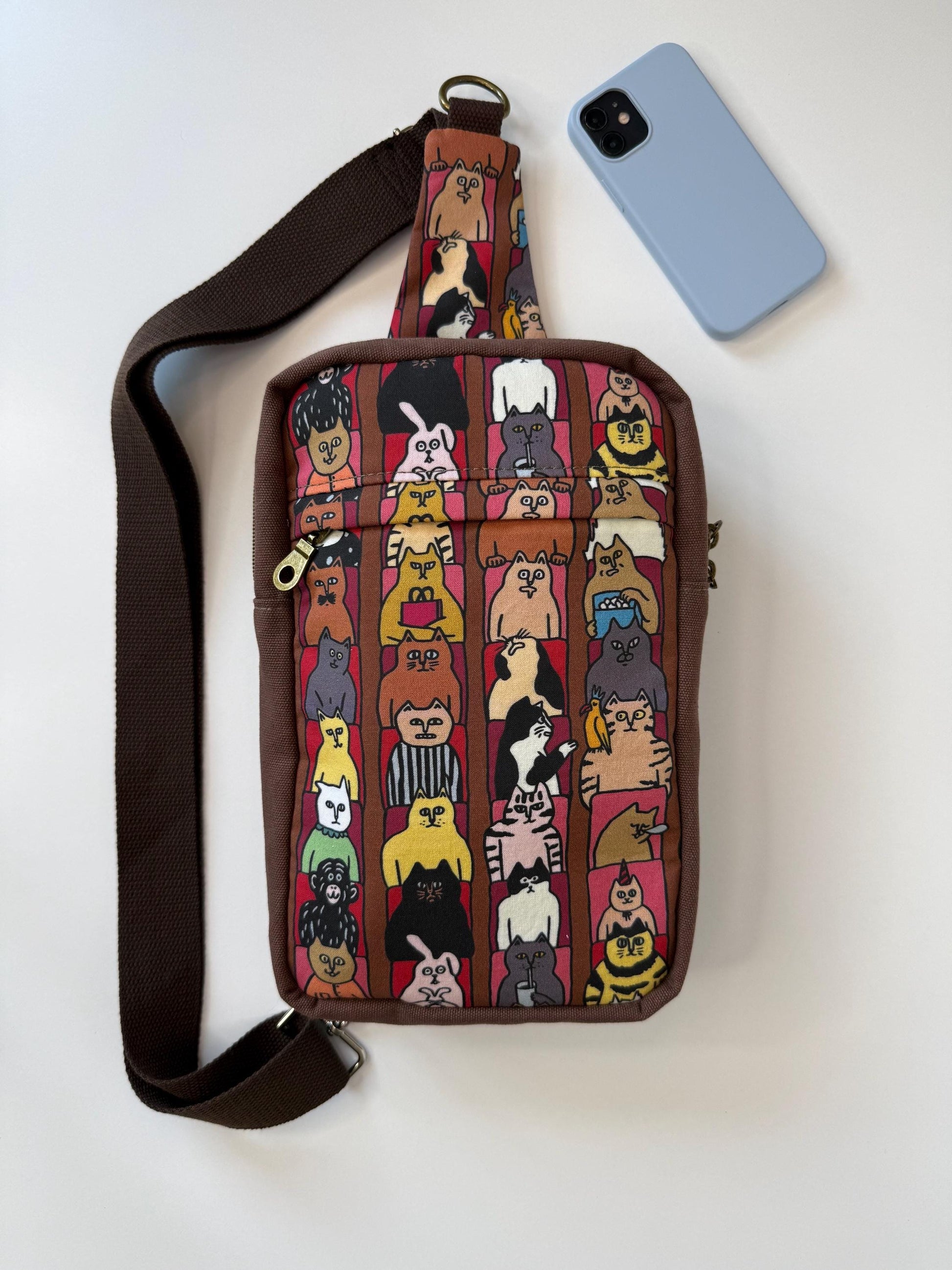 Cats at the Cinema Sandhill Sling Bag, Big and Boxy